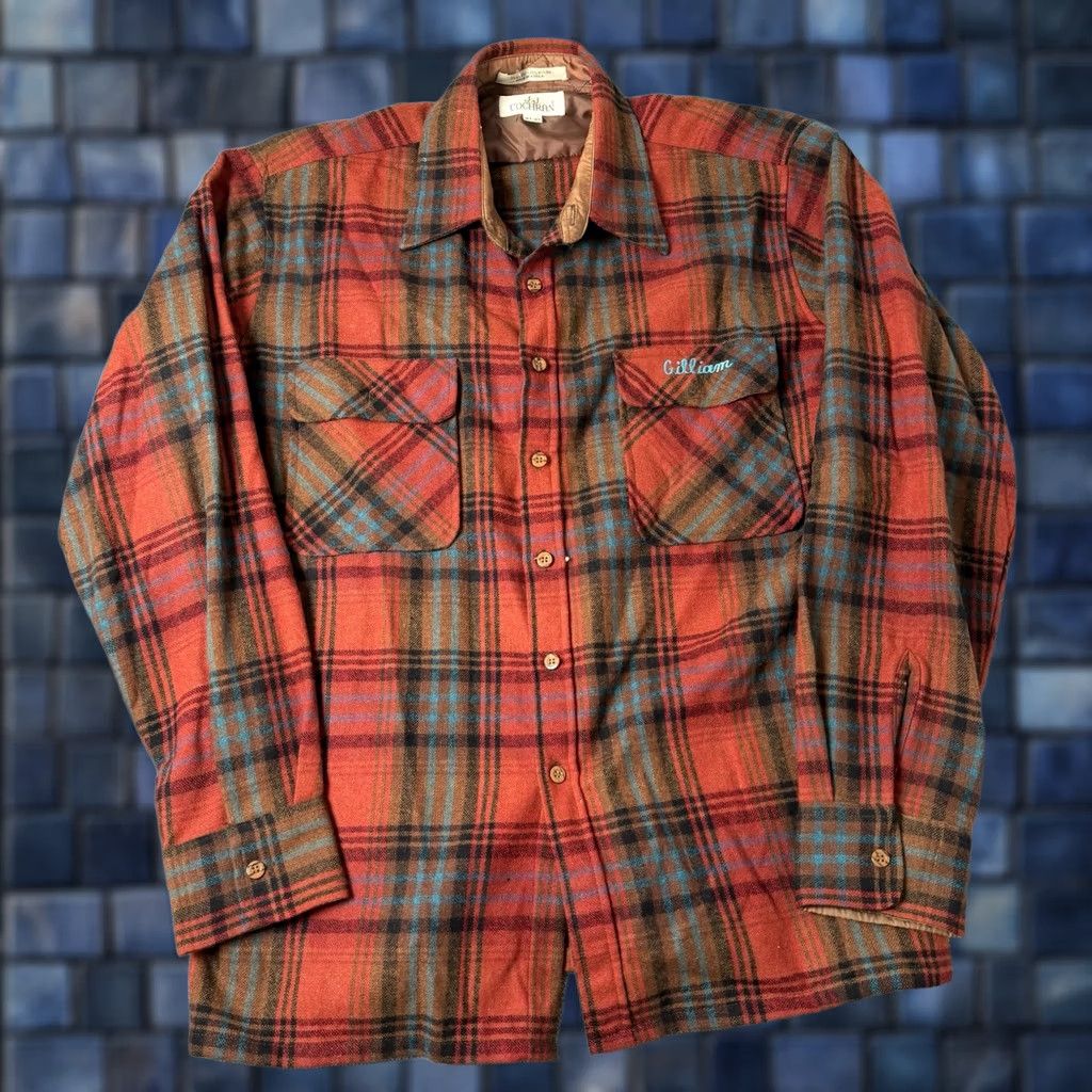 Vintage VINTAGE JJ COCHRAN Shirt Mens L Flannel Red Tartan Plaid 1980s Wool Size US L / EU 52-54 / 3 - 1 Thumbnail