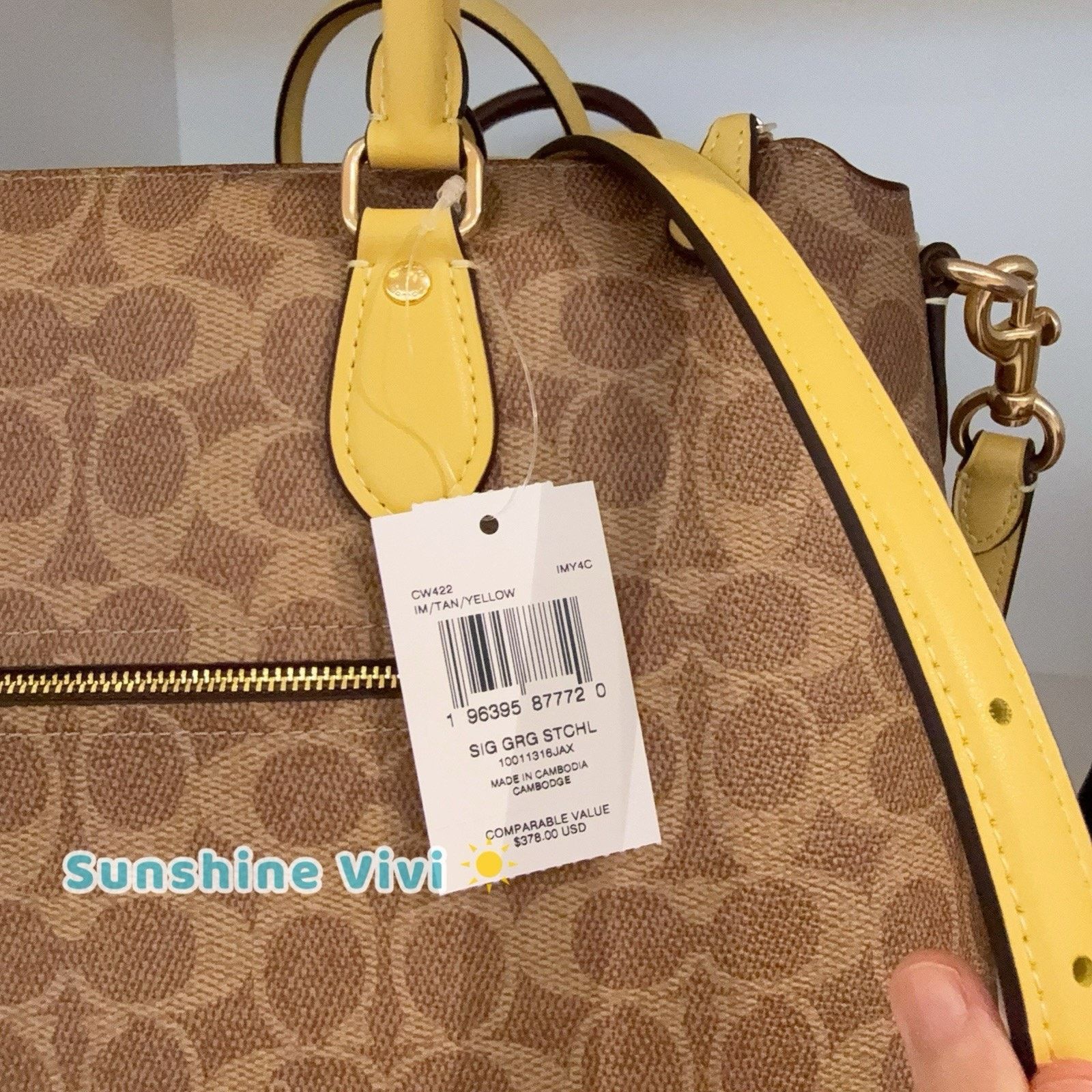 Coach NWT COACH Georgia Satchel Signature Canvas CW422 Tan/Yellow Size ONE SIZE - 4 Thumbnail