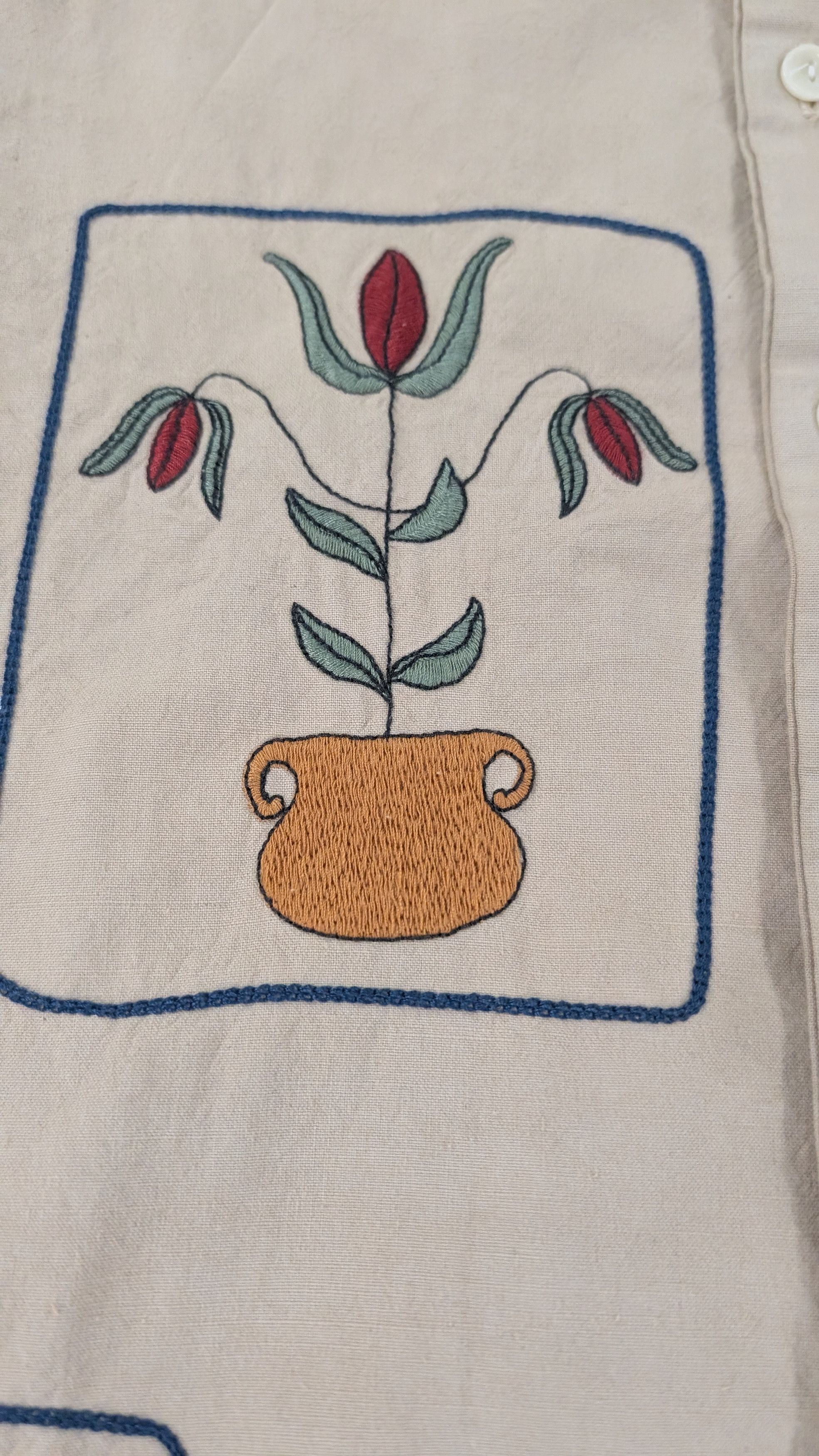 Samuel Zelig Box Camp Shirt Embroidered Art