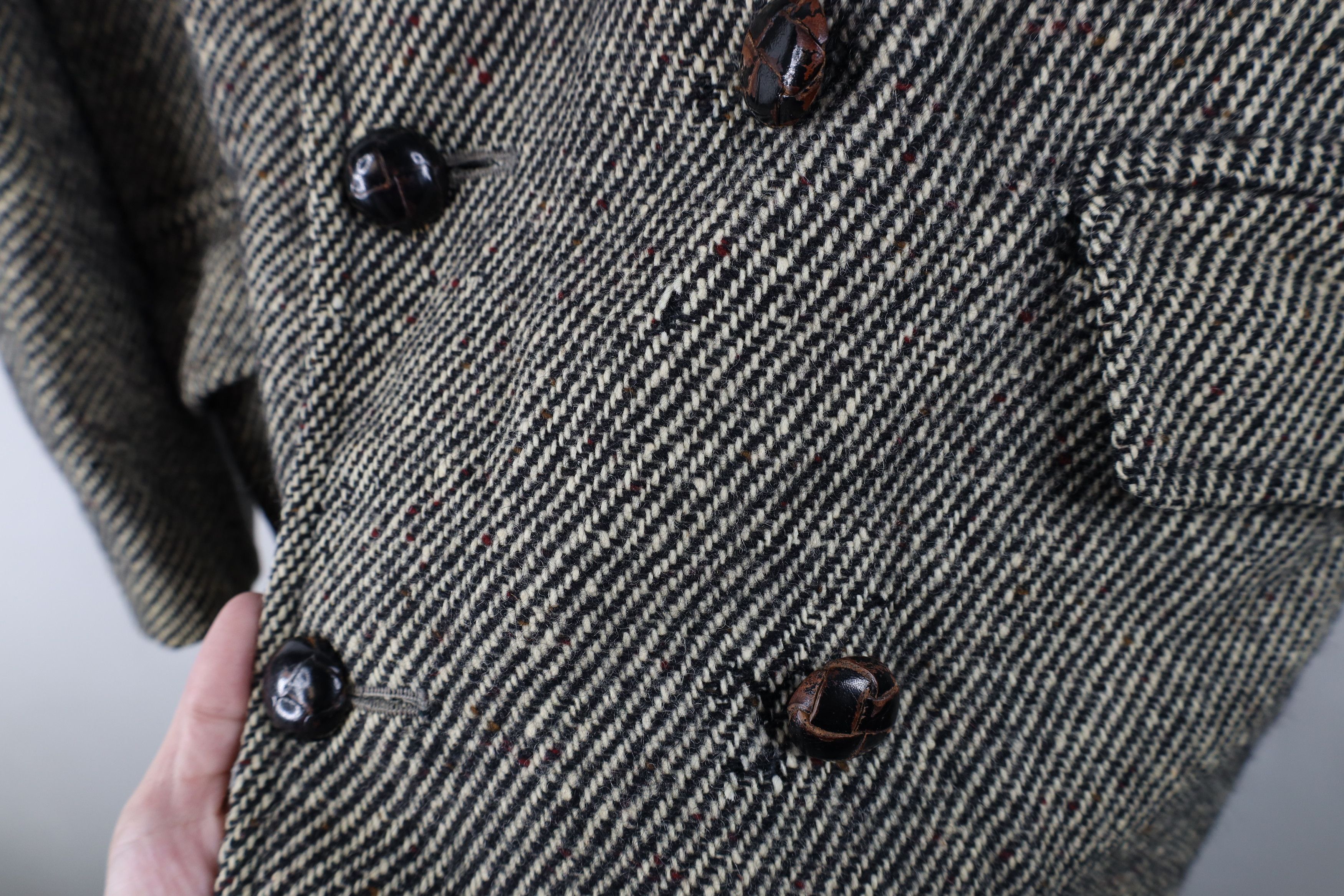 Vintage Vintage 60s Streetwear Fleck Wool Tweed Trench Coat USA Size US L / EU 52-54 / 3 - 7 Thumbnail