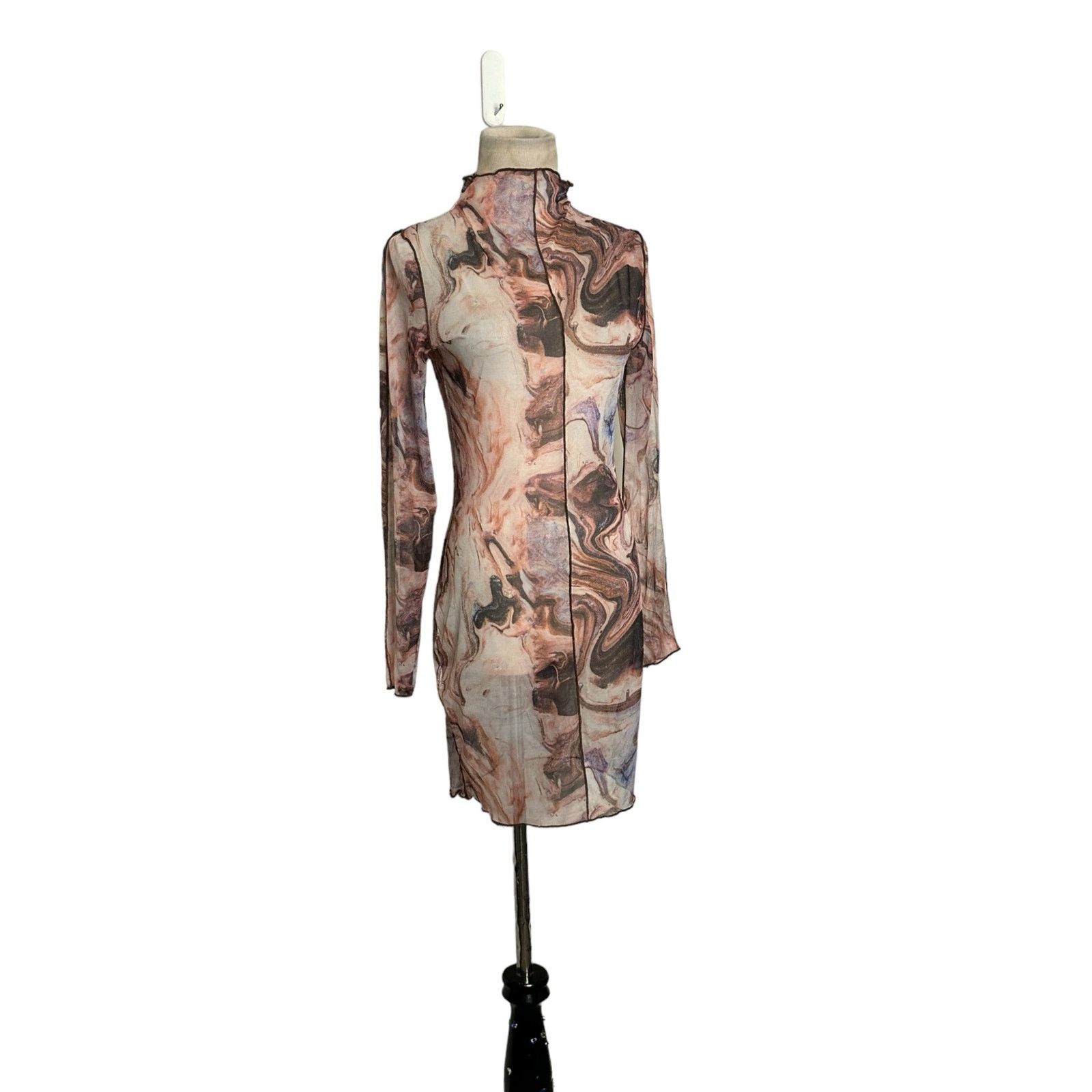Shein SHEIN brown floral sheer mesh mini dress size small Size S / US 4 / IT 40 - 12 Thumbnail
