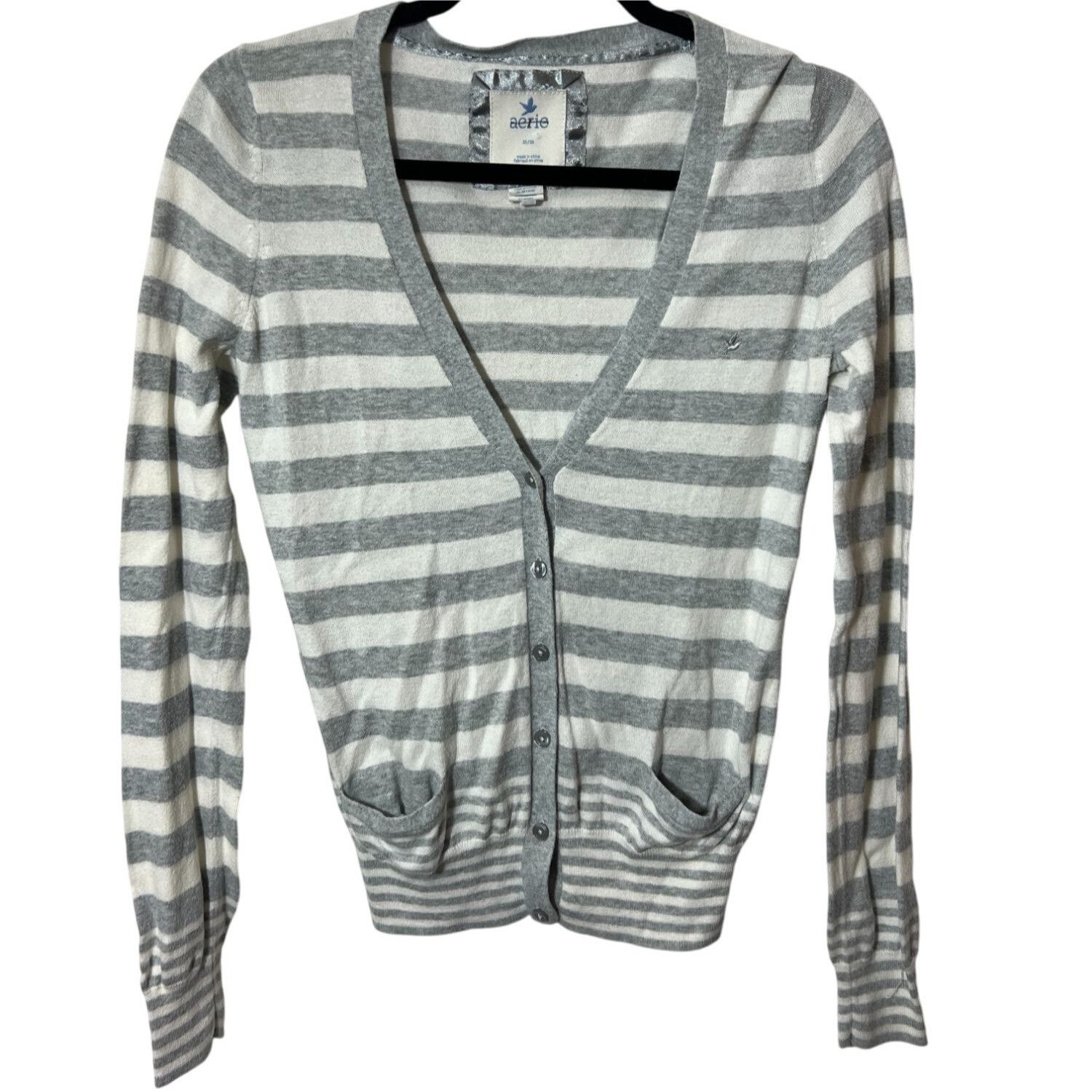 Other Y2K Aerie Grey/White Striped Long Sleeve Size M / US 6-8 / IT 42-44 - 1 Thumbnail