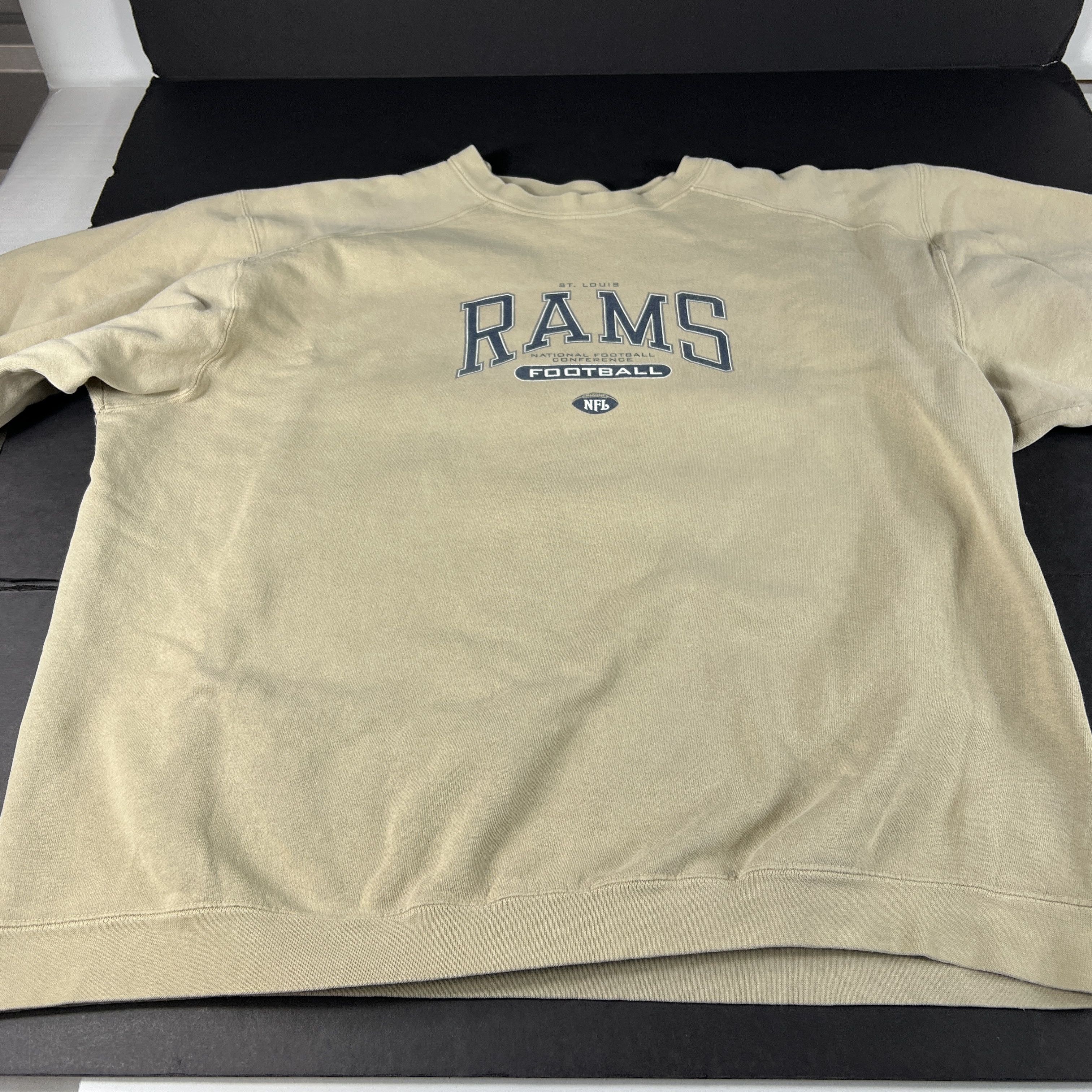 NFL × Vintage Y2K NFL St Louis Rams Football Sweatshirt Tan Faded Crewneck Size US XXL / EU 58 / 5 - 6 Thumbnail