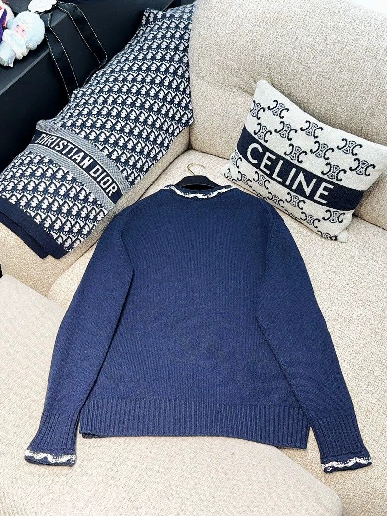 Chanel Chanel 21P dark blue lace double C round neck knit sweater Size S / US 4 / IT 40 - 3 Thumbnail