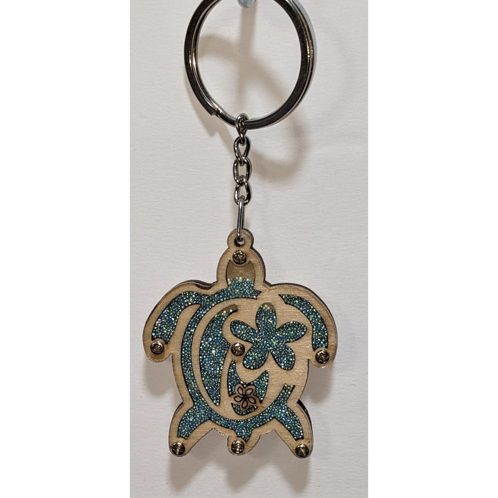 Other Hawaiian Wooden Turtle Keychain With Glass Beads & Island Ma Size ONE SIZE - 3 Thumbnail