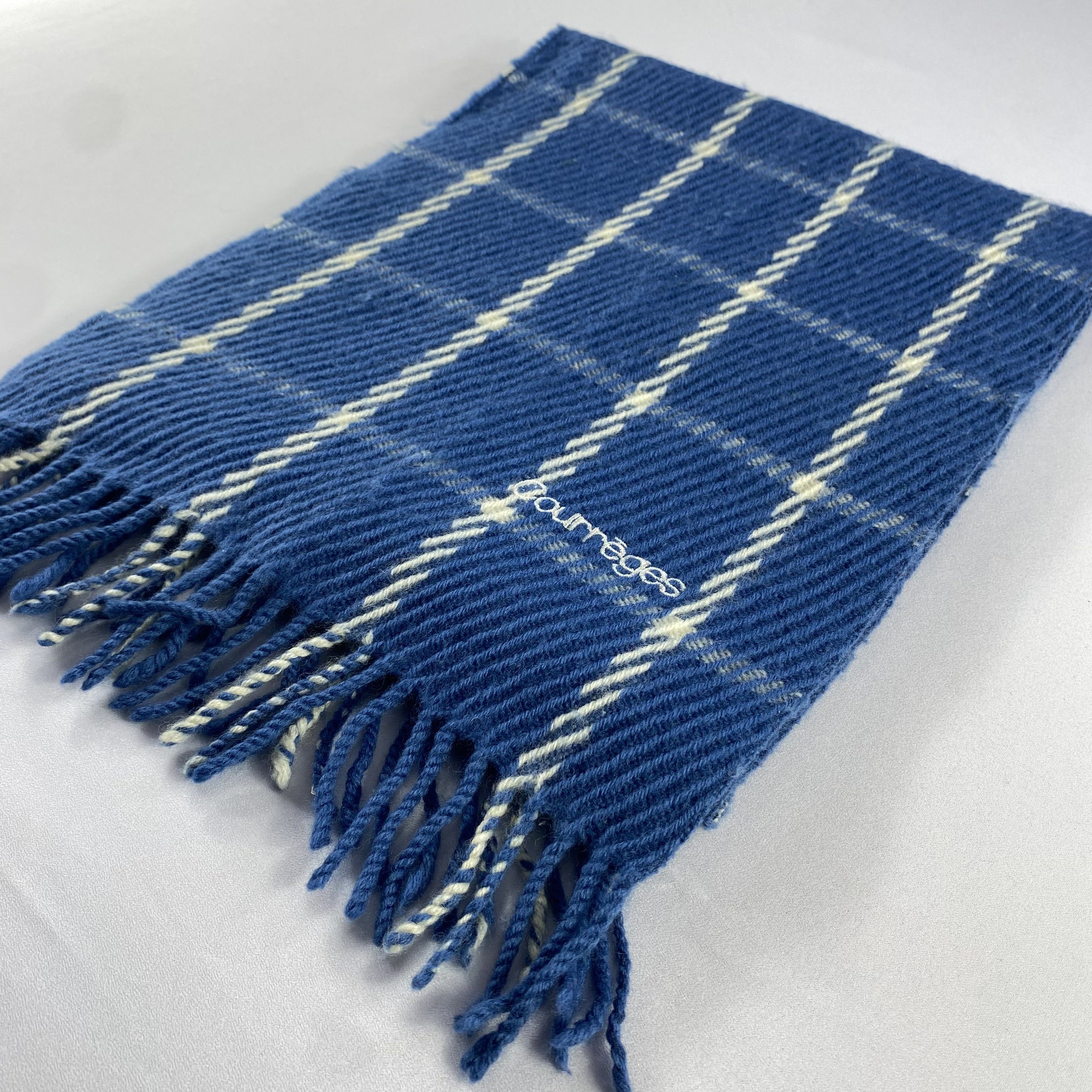 Courreges Courreges Checked Scarf Neck Wrap Wool Muffler Size ONE SIZE - 3 Thumbnail