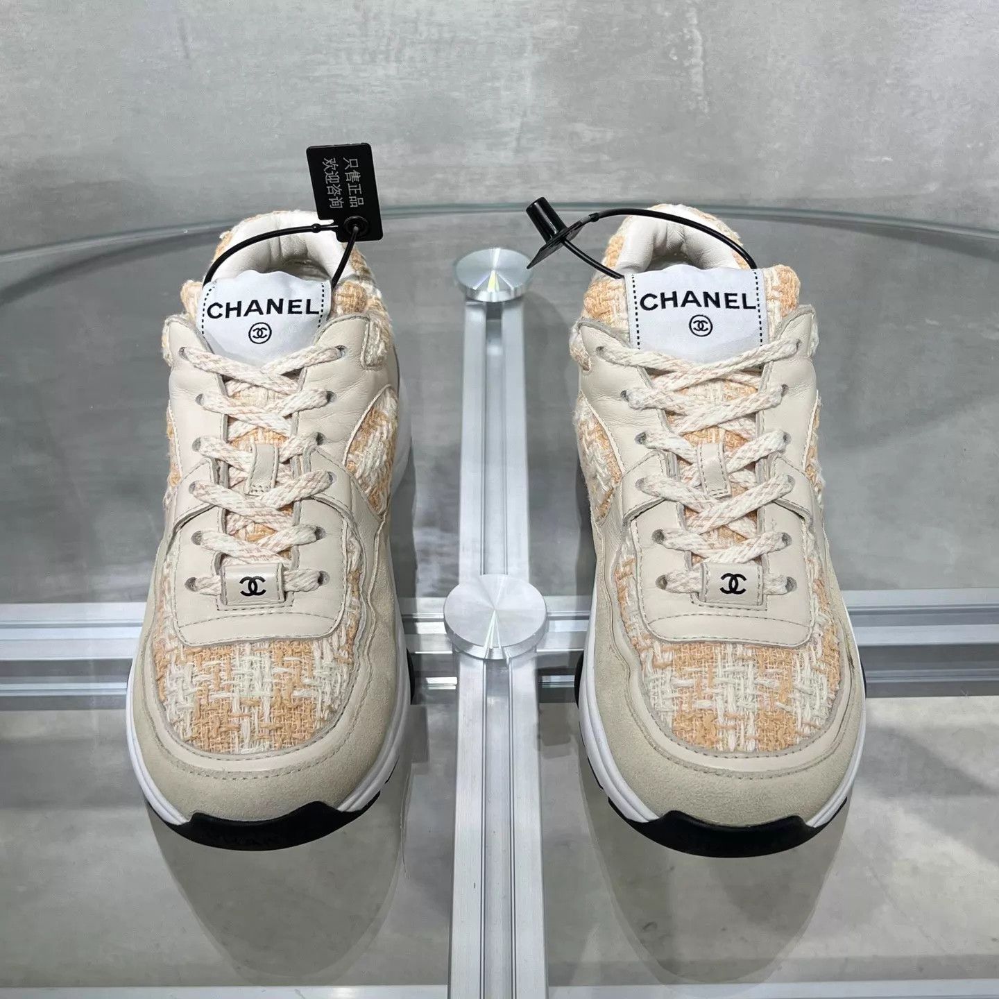 Chanel 23S White Orange Double C Panda Women's Sneakers 37