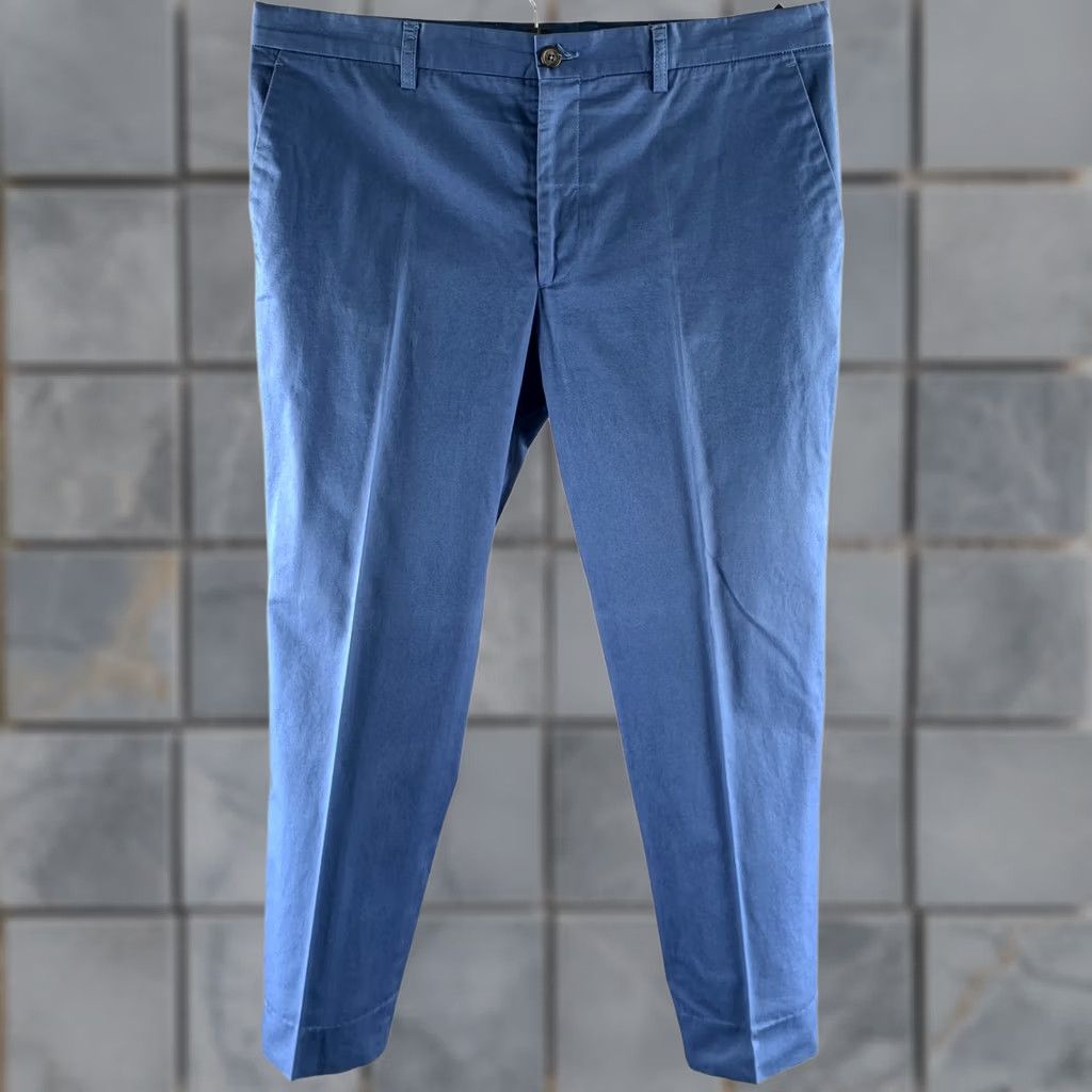 Etro ETRO Pants Flat Front Twill Cotton Blue 38 Casual Men Inseam 29 Italy Size US 38 / EU 54 - 1 Thumbnail