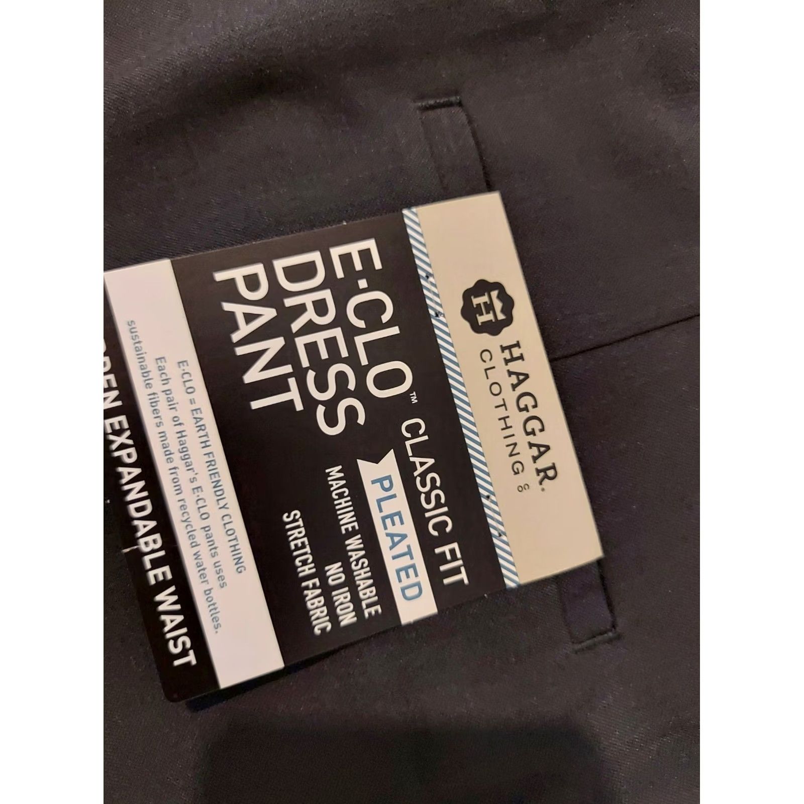 Haggar Haggar Dress Pants Mens 40x32 Black Cotton Regular Trousers Chino Slack Style Size US 40 / EU 56 - 3 Thumbnail