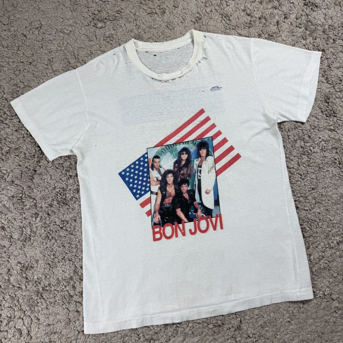 Band Tees Vintage Distress 90’ Bon Jovi Japan Japan Tour T-shirt Size US L / EU 52-54 / 3 - 3 Thumbnail