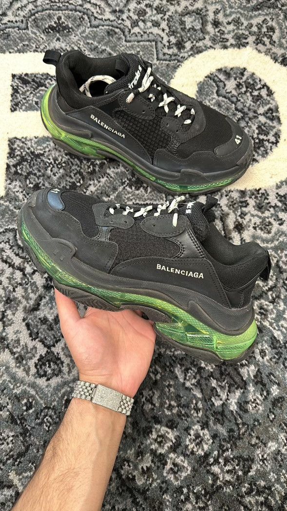 image of Balenciaga Triple S Size 8Us/41Eu Shoes in Black/Green, Men's