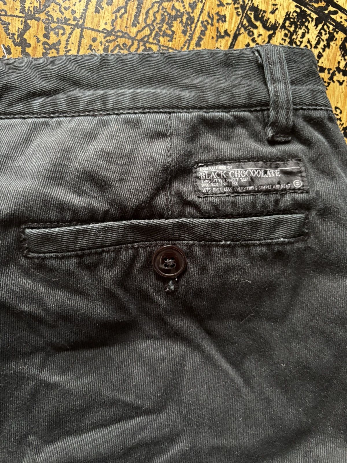 CHOCOOLATE Black Chocoolate Cotton Trousers Black Twill Pants Size US 31 - 11 Thumbnail