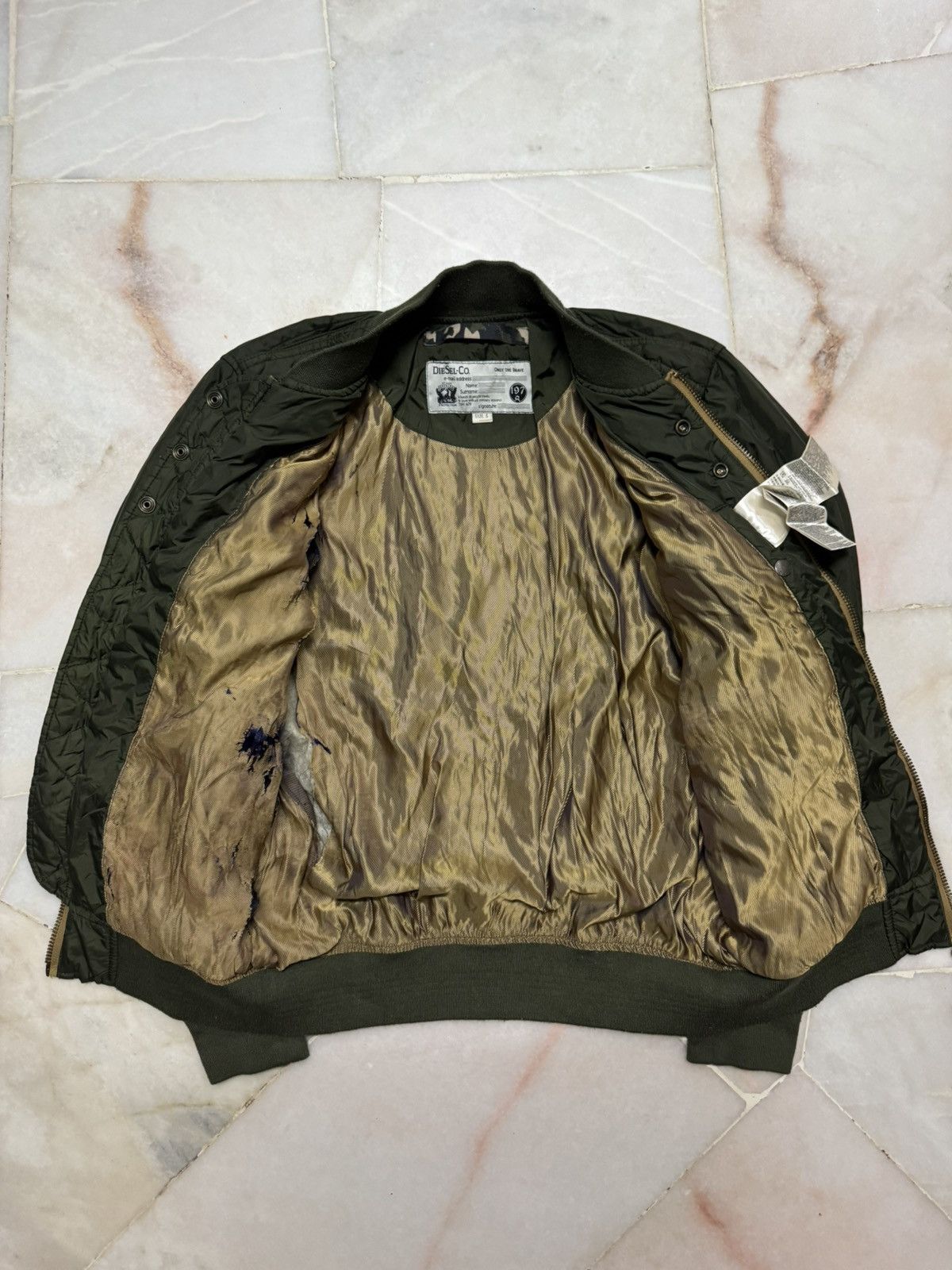 Diesel 💥VINTAGE Y2K DIESEL-CO OLIVE GREEN MILITARY DISTRESS BOMBERS Size US S / EU 44-46 / 1 - 10 Thumbnail