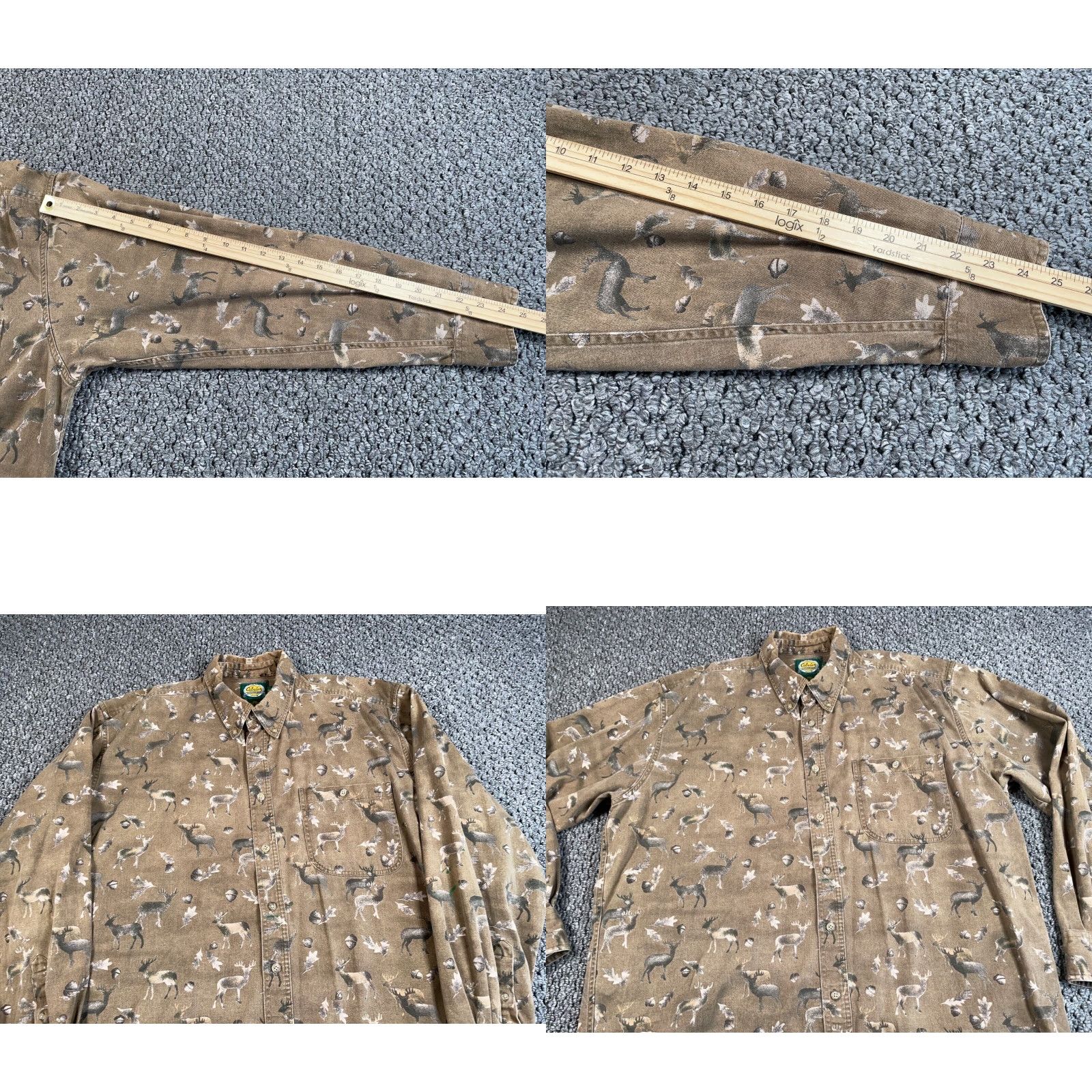 Vintage Cabela's Deer Print Button-Up Shirt Adult XL Tall Brown Long Sleeve Outdoor Nature Mens Size US XL / EU 56 / 4 - 8 Thumbnail