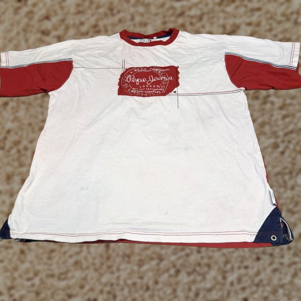 Pepe Jeans Pepe Jeans Shirt Mens XL Red Colorblock London Patch Graphic Tee Size US XL / EU 56 / 4 - 1 Thumbnail