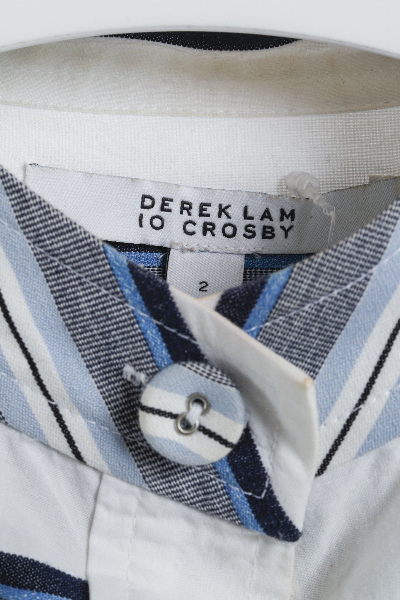 Derek Lam 10 Crosby Derek Lam White Cotton Button Down w/ Blue Striped P Size S / US 4 / IT 40 - 4 Thumbnail