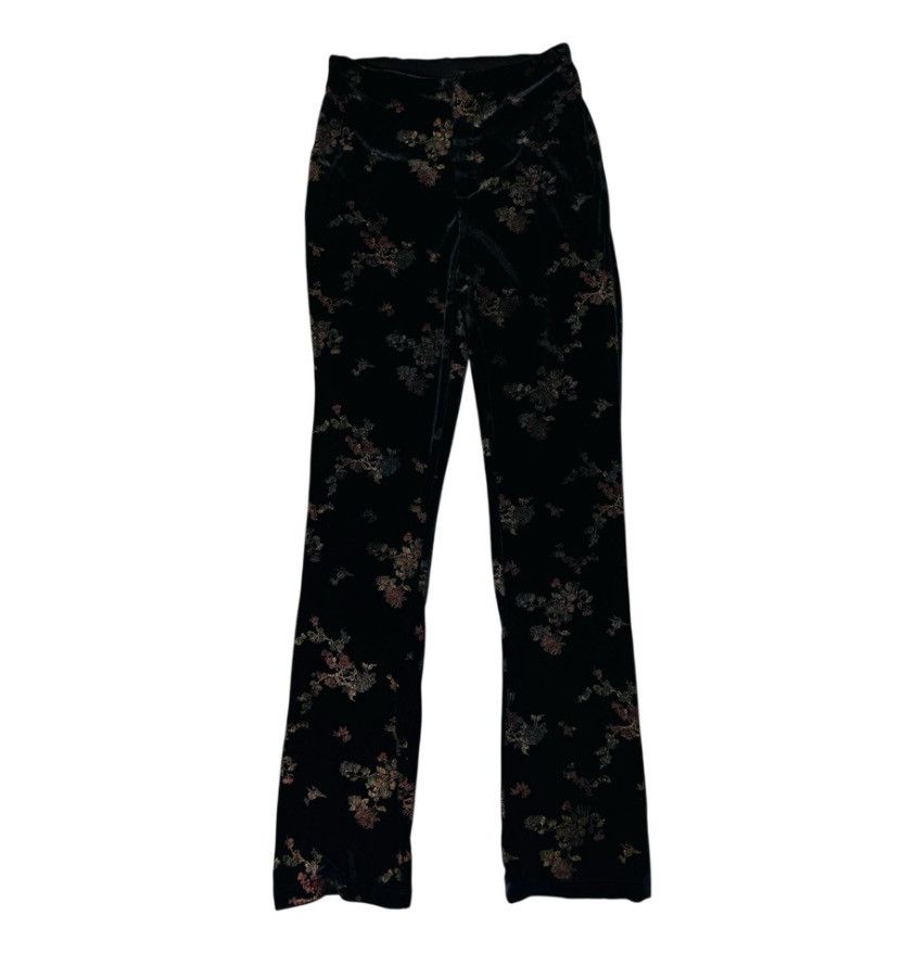 Other VTG Roxy Floral Crushed Velour Straight Leg Pants – Size S Size 26" / US 2 / IT 38 - 1 Thumbnail