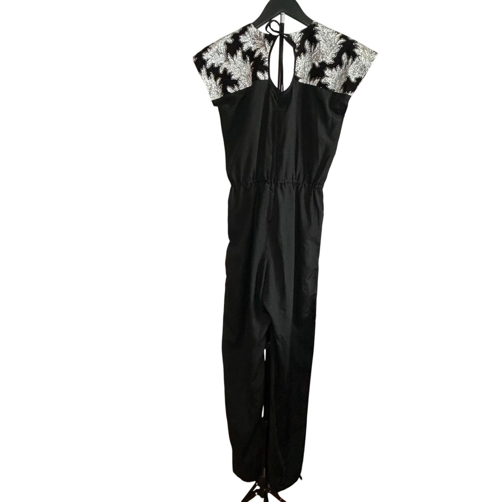 Other VTG Silver Black Metallic Brocade Jumpsuit Matching Jacket Size 28" / US 6 / IT 42 - 12 Thumbnail