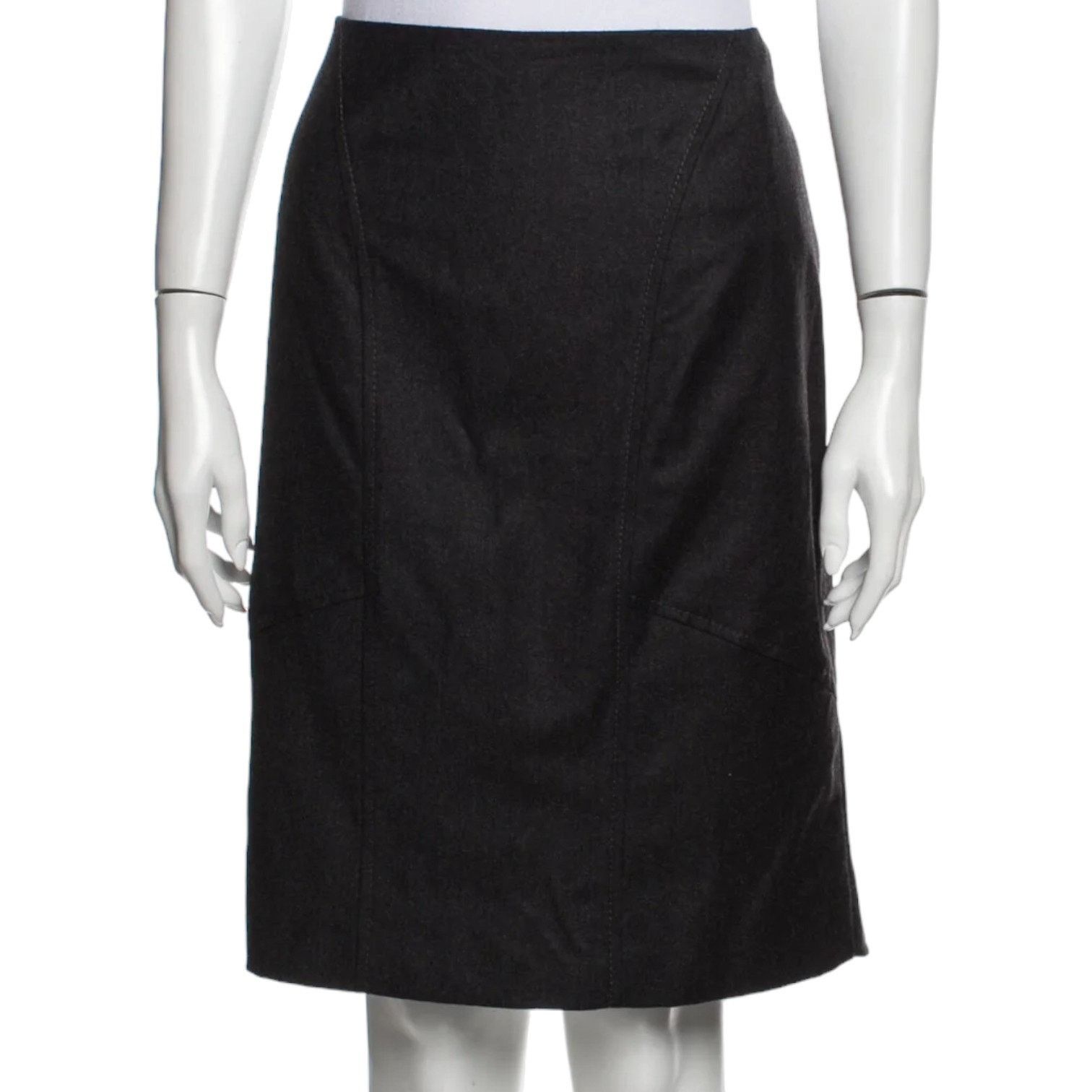 VALENTINO Grey Wool Knee-Length Skirt US8/IT44