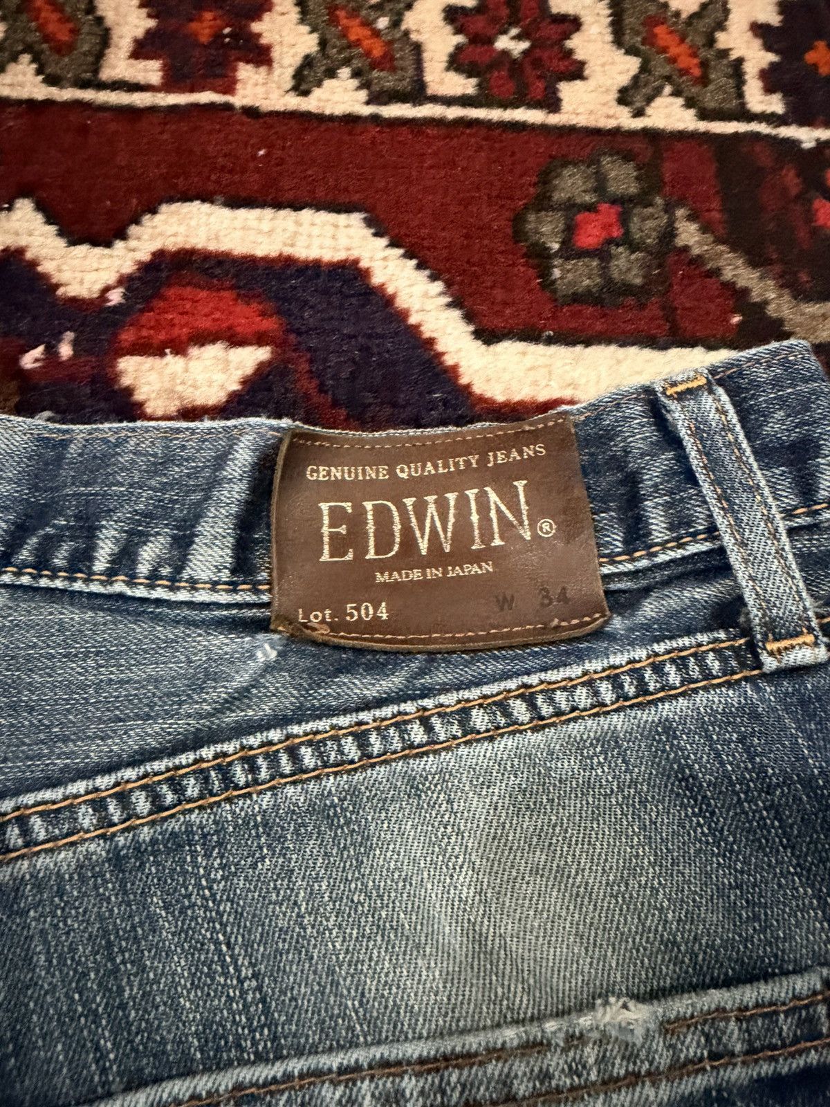 Japanese Brand Edwin 504 Distressed Straight Fit Japanese Brand Jeans Size US 36 / EU 52 - 4 Thumbnail