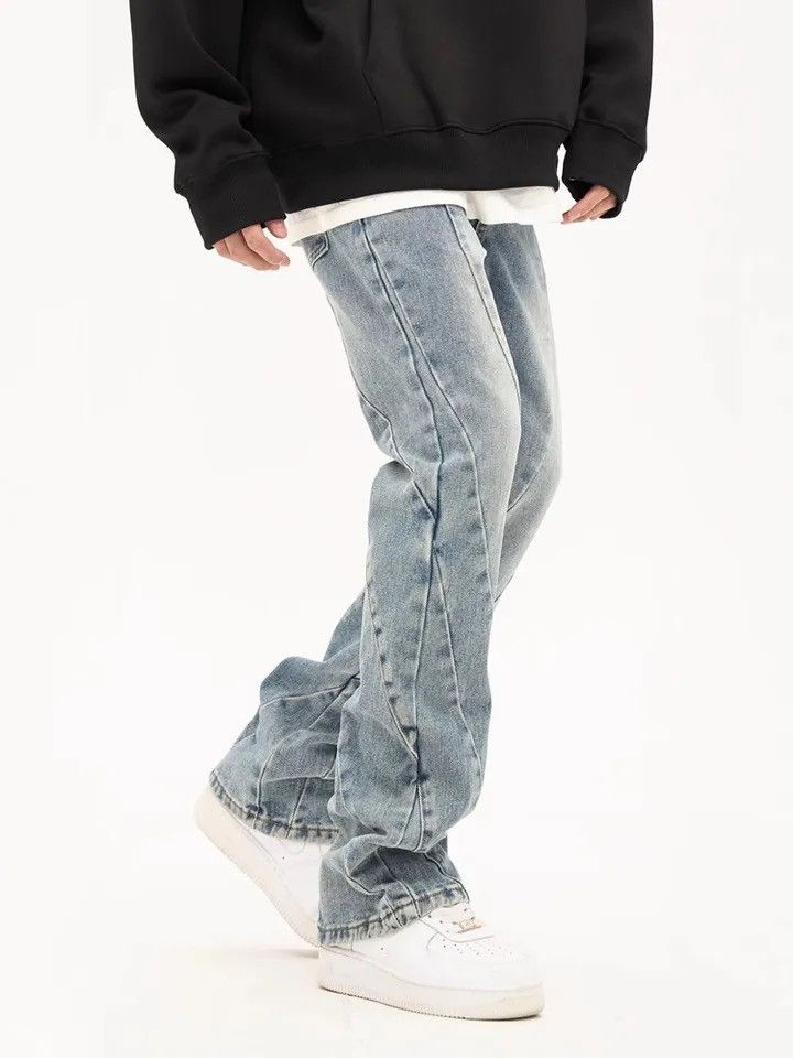 Japanese Brand × Vintage Y2K Fashion Washed Blue Slim Spliced Jeans Pants Size US 33 - 4 Thumbnail
