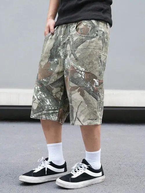 VIBE Camo Cargo Y2k Shorts Jorts Denim Size US 32 / EU 48 - 5 Thumbnail