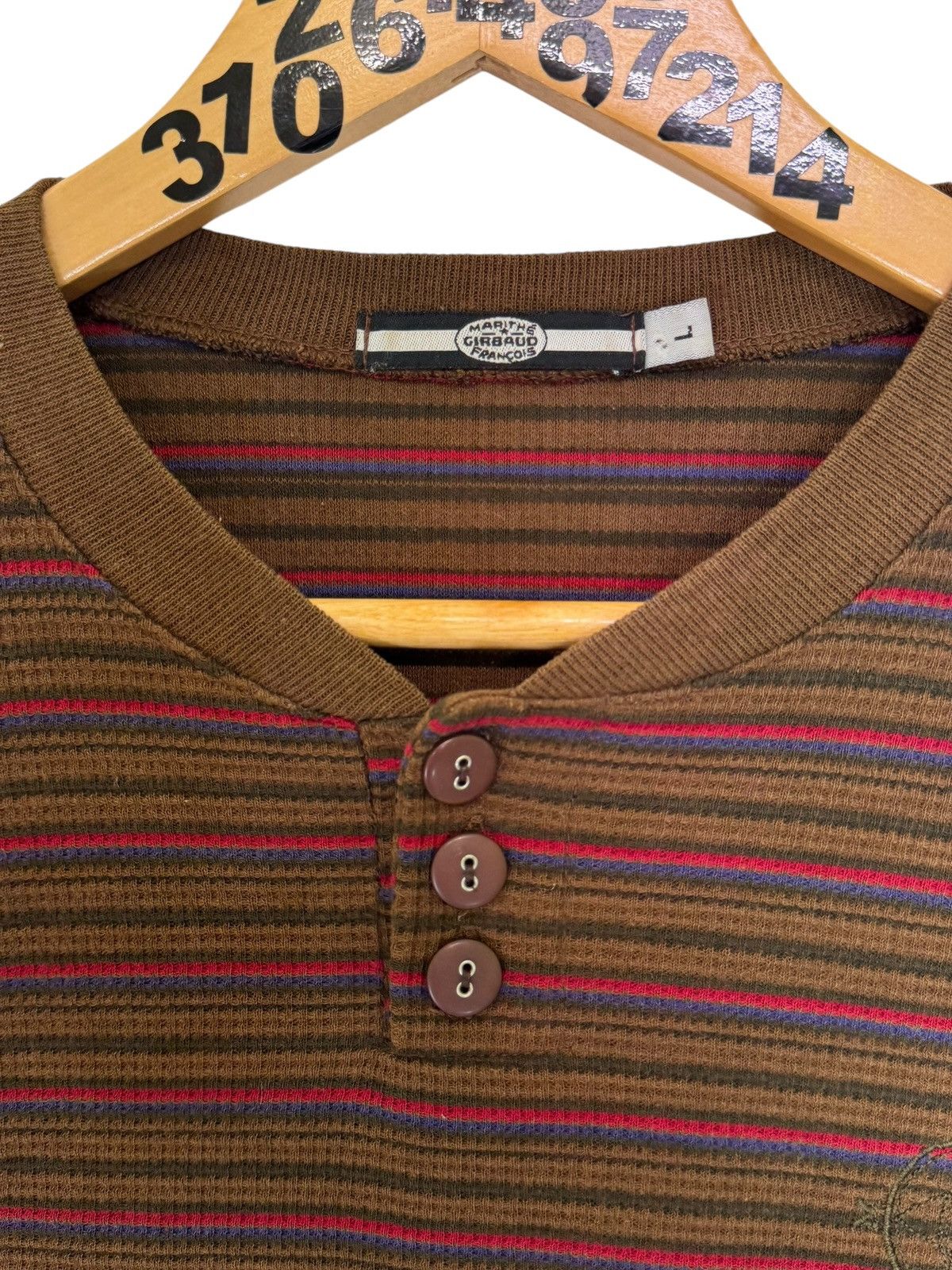 Marithe + Francois Girbaud Vintage Marithe Francois Girbaud Brown stripe t-shirts Size US L / EU 52-54 / 3 - 6 Thumbnail