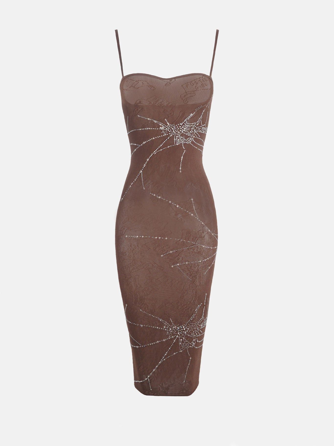 Poster Girl POSTER GIRL Vanderbeck Dress Rhinestone in Old Money Brown Size ONE SIZE - 1 Preview