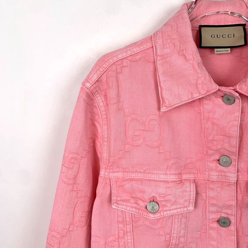 Gucci Gucci Size 36 Pink logo jacquad full printed cotton lapel Size US XXS / EU 40 - 3 Thumbnail