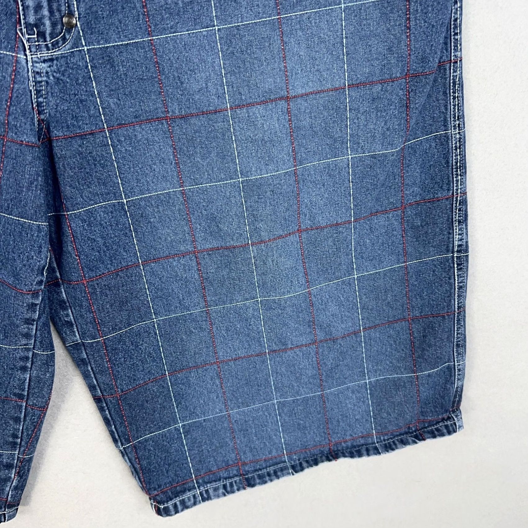 Enyce Enyce Denim Shorts Mens 42 Blue Windowpane Plaid Baggy Bermuda Y2K Streetwear Jorts Mens Size US 42 / EU 58 - 3 Thumbnail