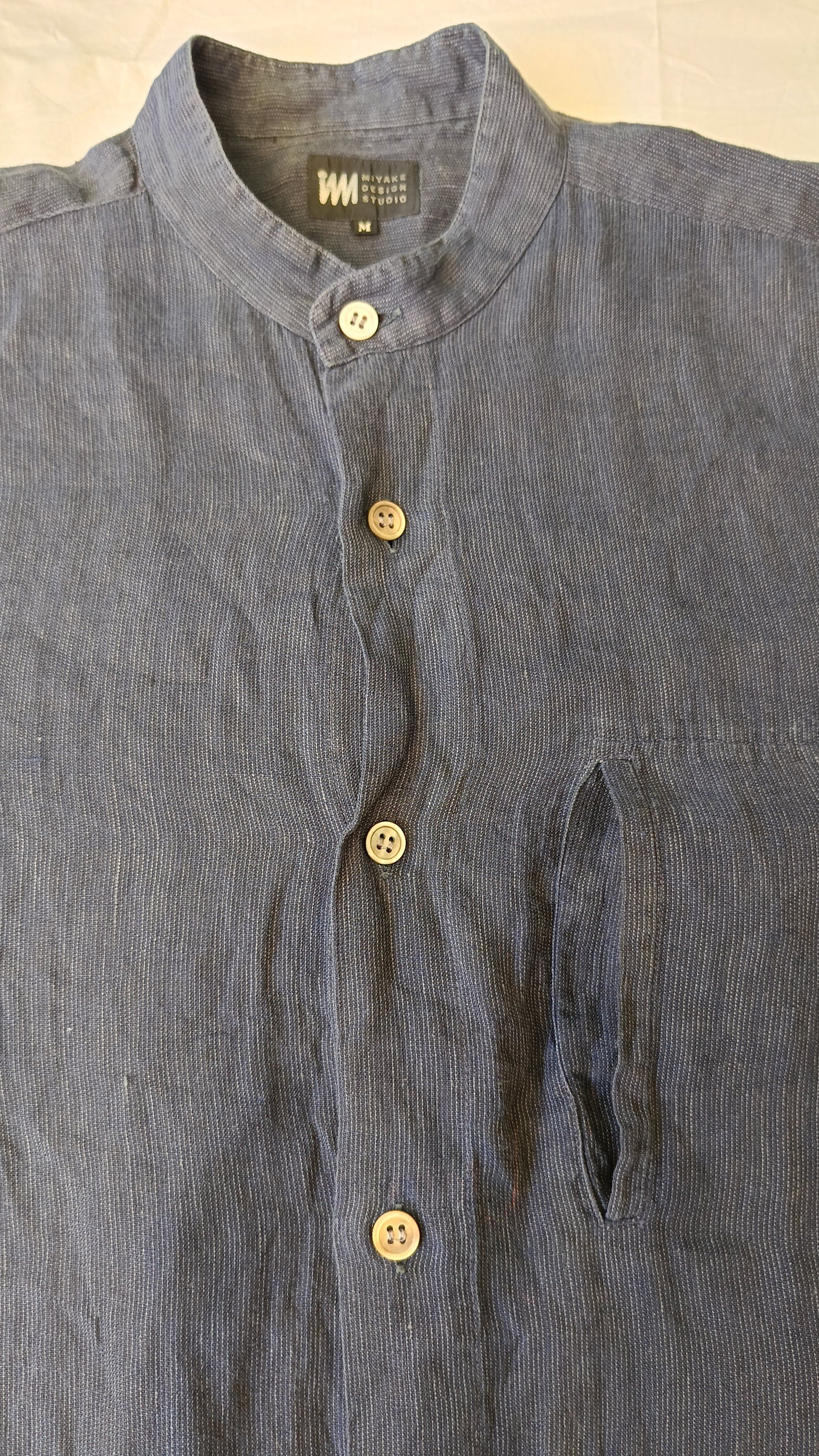 Issey Miyake Issey Miyake IM studio Japan mandarin navy blue linen shirt Size US M / EU 48-50 / 2 - 8 Thumbnail