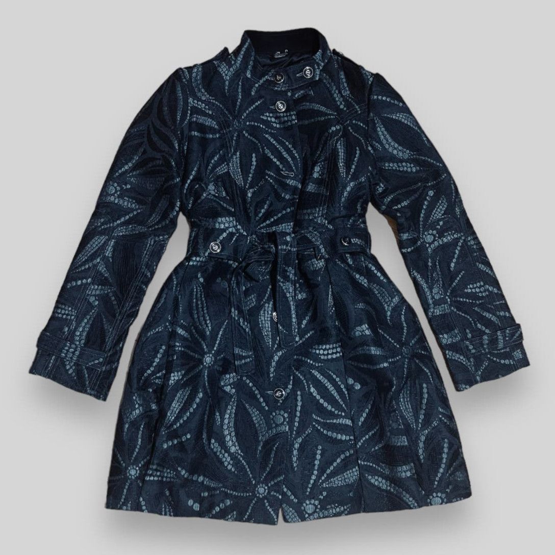 image of Custo Barcelona Gray & Black Belted Coat | Size 8 in Grey, Women's