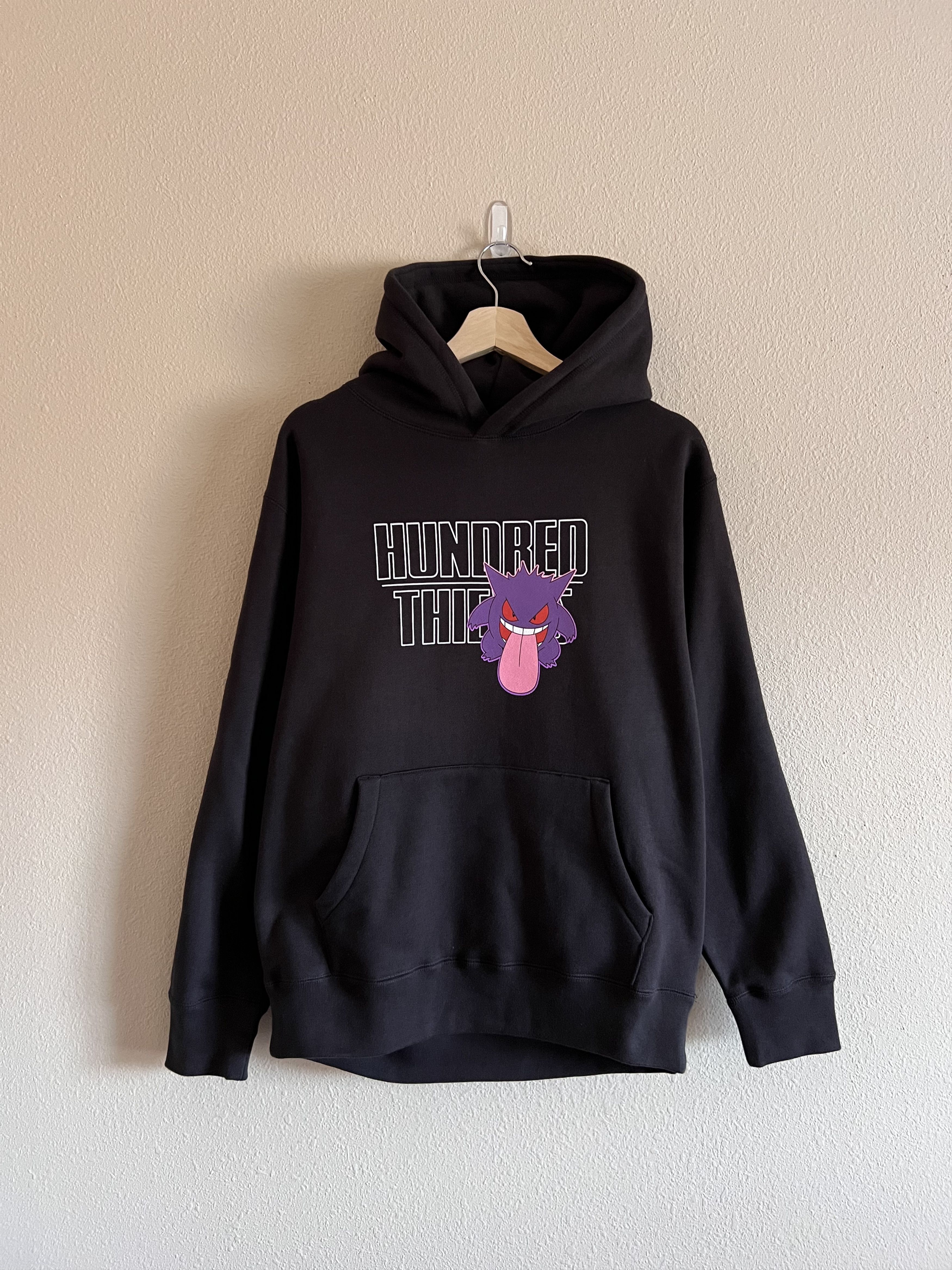image of 100 Thieves Pokemon Gengar Hoodie In Washed Black, Men's (Size Medium)