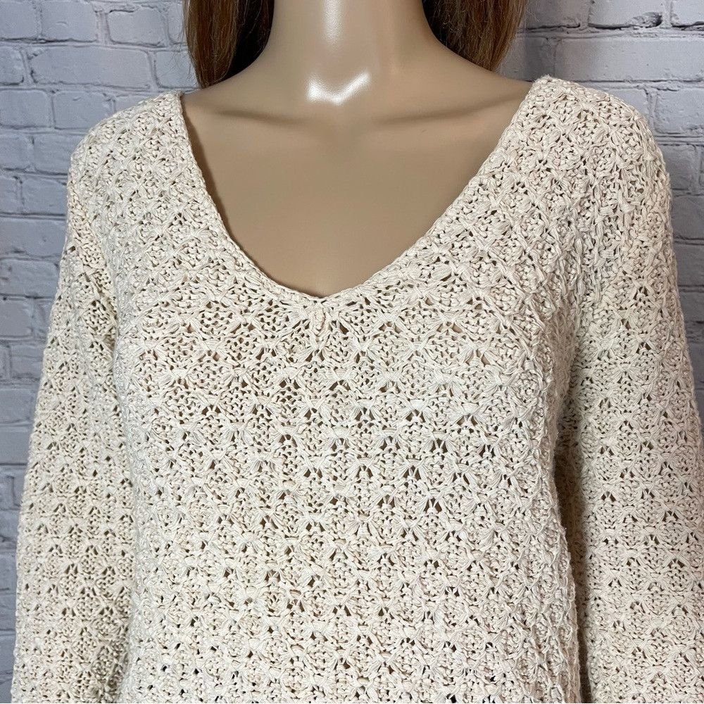 Jones New York Jones New York Pale Pink Knit Long Sleeve V-Neck V-Back Swe Size L / US 10 / IT 46 - 2 Thumbnail