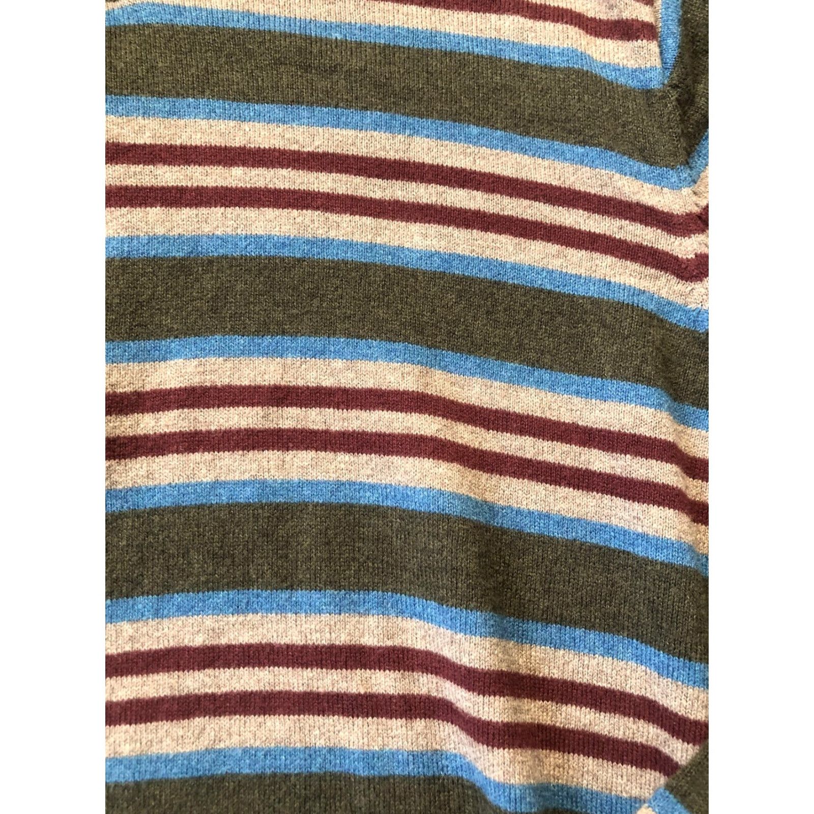 Vintage VINTAGE? No. (excluded) LL Bean Sweater Mens XL Olive Green Stripe Quarter Zip Pullover Cotton Cashmere Shirt? Size US XL / EU 56 / 4 - 6 Thumbnail