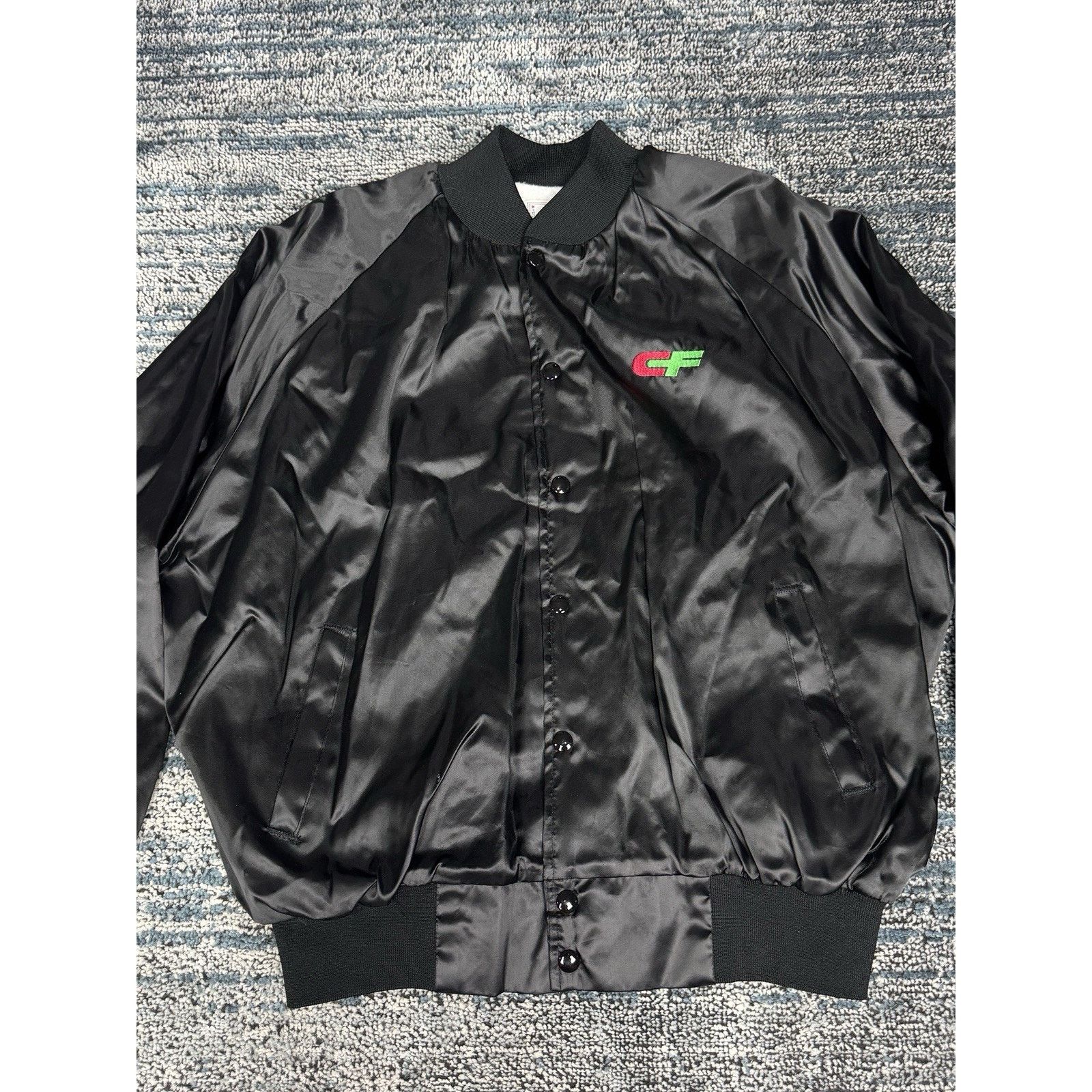 & Other Stories Vintage Silky Satin Embroidered CF Trucker Bomber Jacket L Size US L / EU 52-54 / 3 - 3 Thumbnail