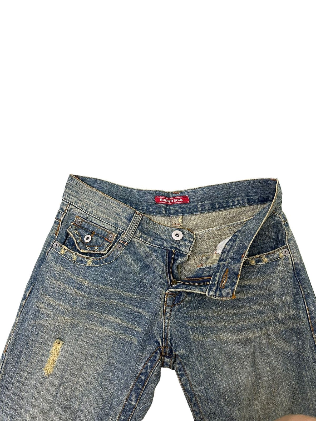 Japanese Brand Flare Jeans Rubber Soul Distress Boot Cut 8🟦0 Size US 33 - 10 Thumbnail