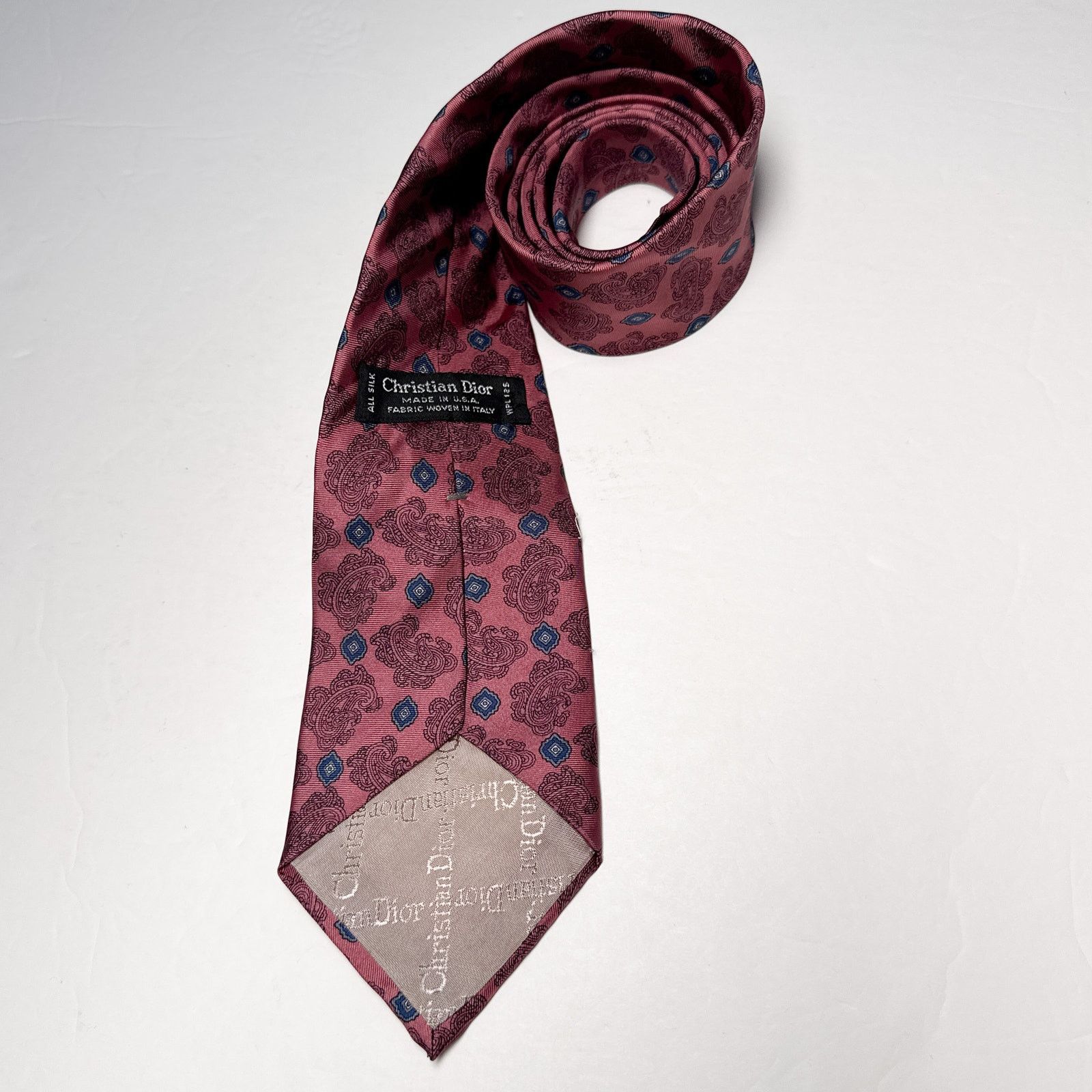 Dior × Vintage Vintage Christian Dior Silk Tie Paisley Italy Fabric Flaw Size ONE SIZE - 1 Thumbnail