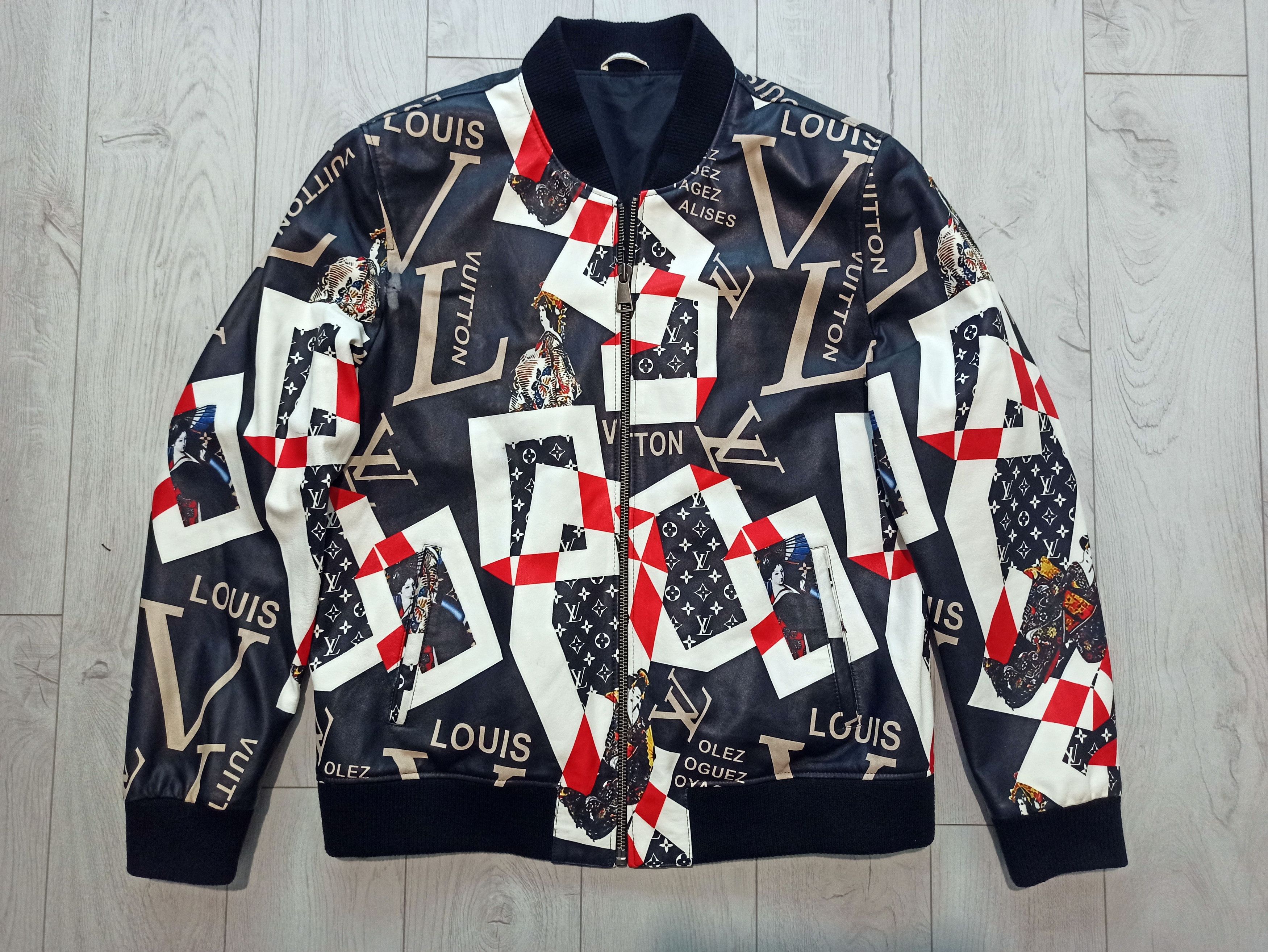 image of Leather Jacket Louis Vuttion Leather Bomber, Men's (Size XL)