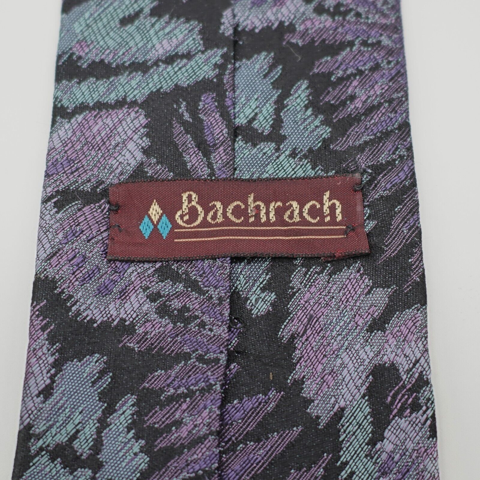 Bachrach Bachrach Teal Black Purple Woven Floral Silk Tie Size ONE SIZE - 3 Thumbnail