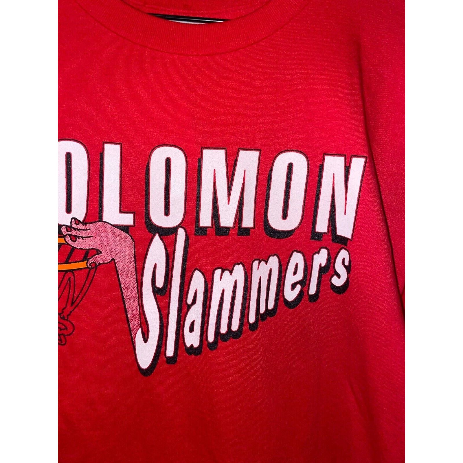Fruit Of The Loom Vintage Solomon Shirt Slammers Basketball Red Tee 90s VTG XL Size US XL / EU 56 / 4 - 3 Thumbnail