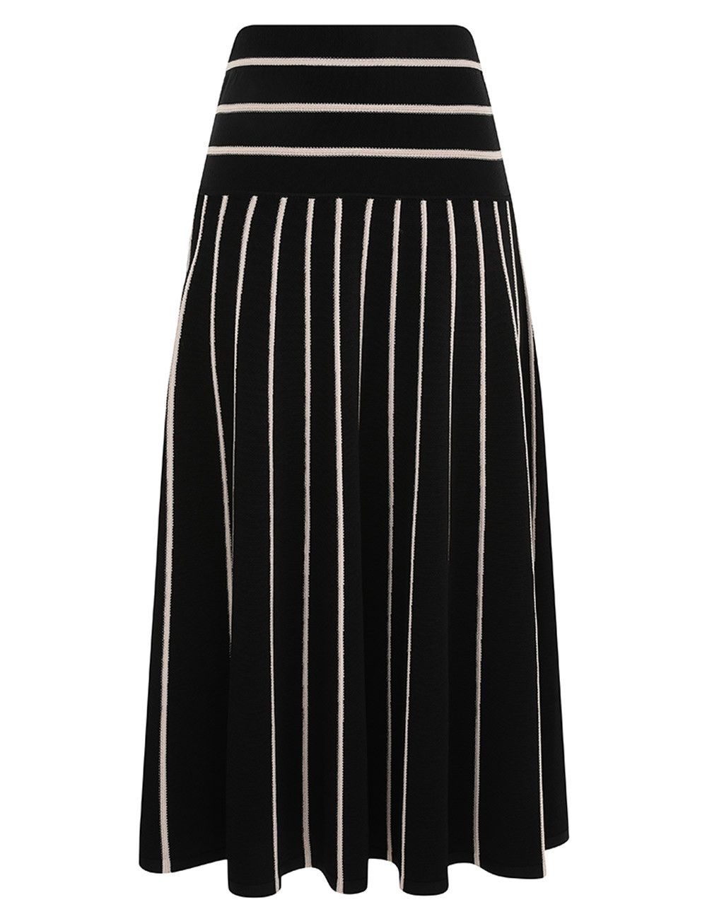 Zimmermann oc11z1025 Crush Stripe Midi Skirt in White/Black Size 30" / US 8 / IT 44 - 1 Thumbnail