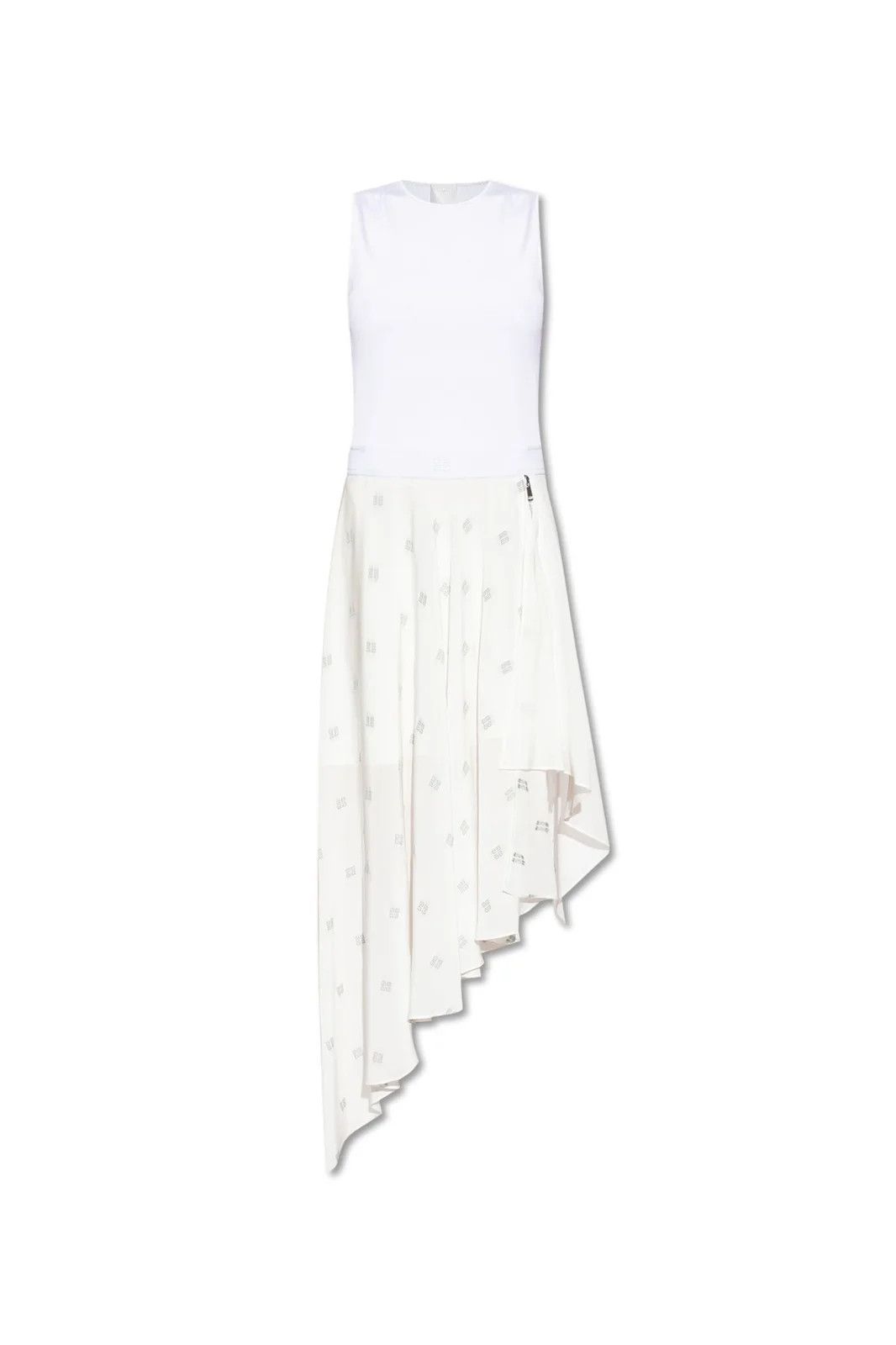 o1w1db10325 Sleeveless Dress W/Flare Skirt in White