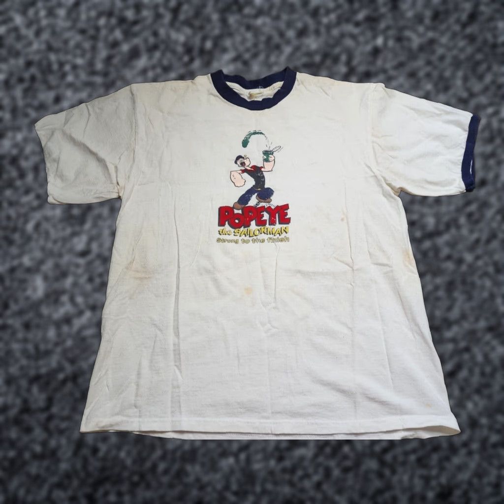 Vintage VINTAGE 2003 Popeye Cartoon Graphic T Shirt Mens XL White Distressed Short Sleeve Size US XL / EU 56 / 4 - 1 Thumbnail