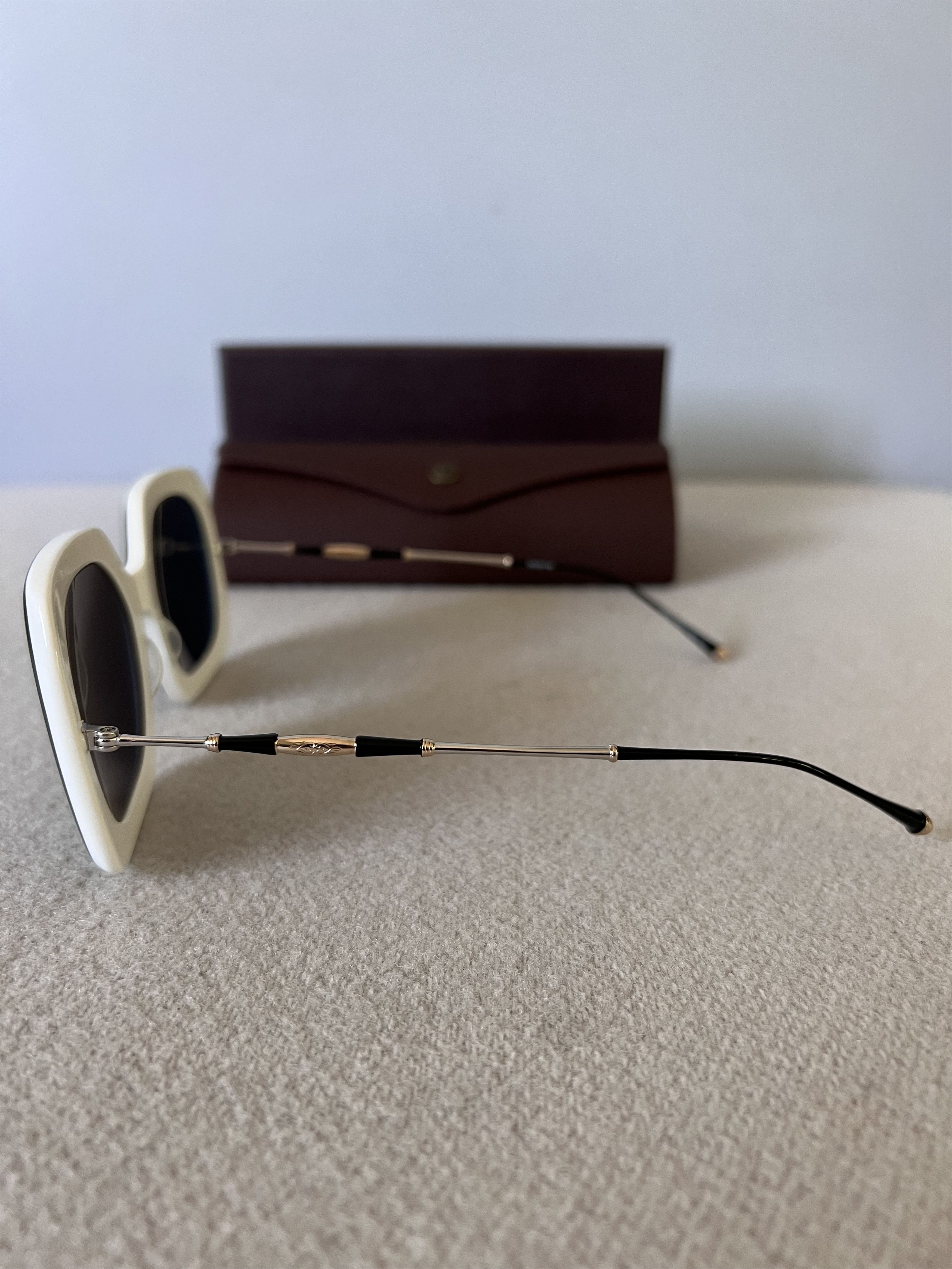 Matsuda Matsuda M2035 Sqaure Sunglasses in Black White Size ONE SIZE - 3 Thumbnail