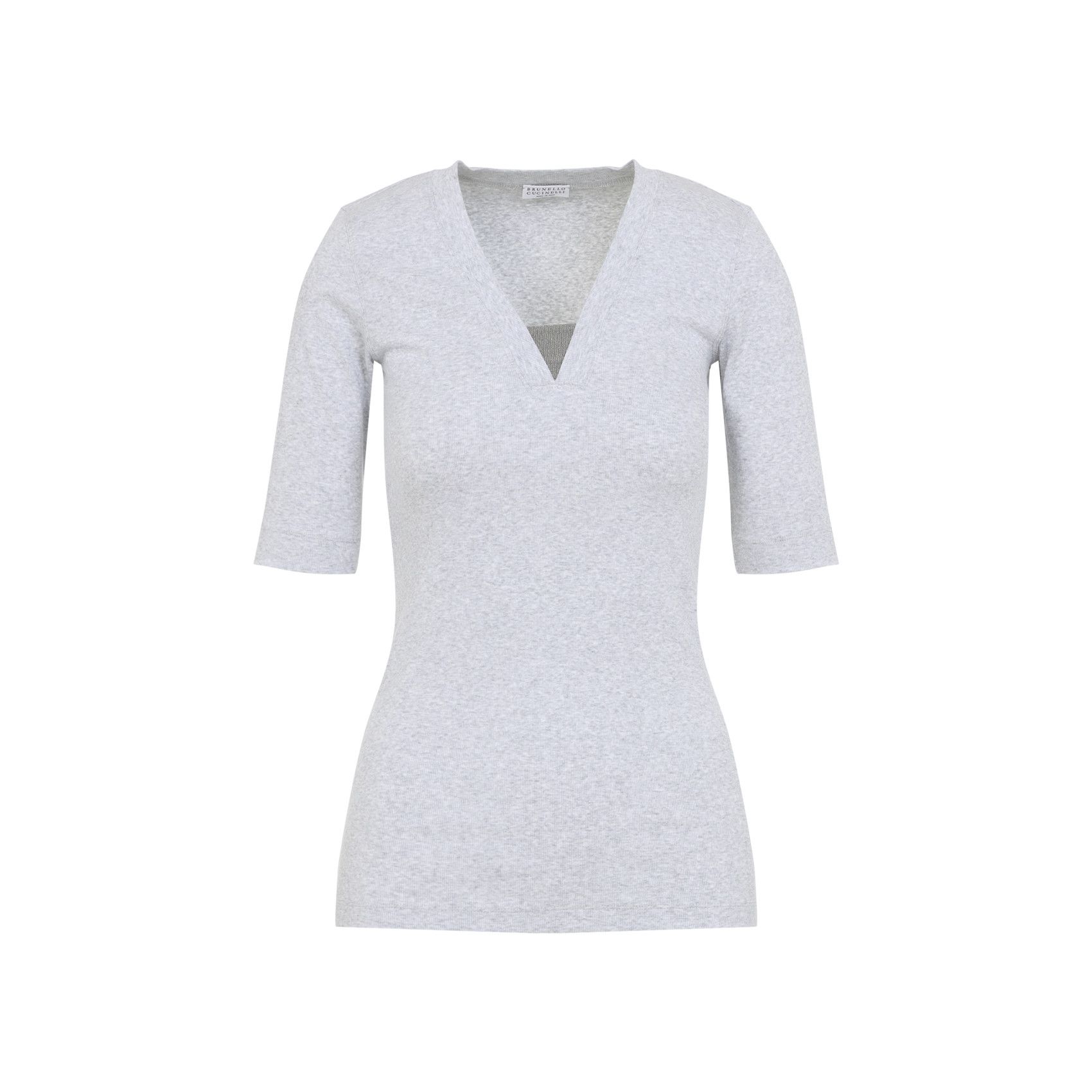 Brunello Cucinelli V-Neck Ribbed T-Shirt