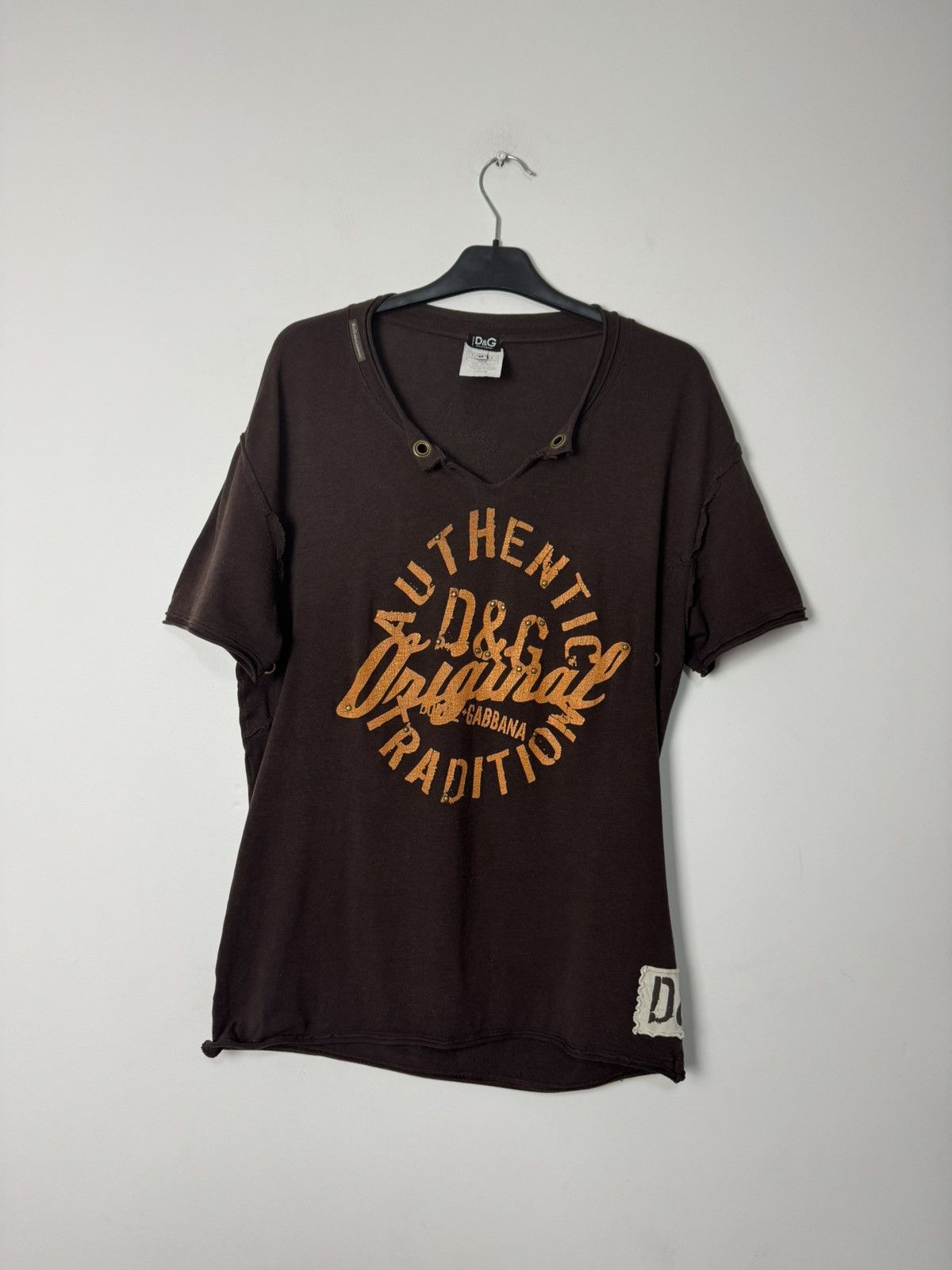 Dolce & Gabbana D&G Dolce & Gabbana Distressed Eyelet Graphic Tee Archive Size US M / EU 48-50 / 2 - 4 Thumbnail