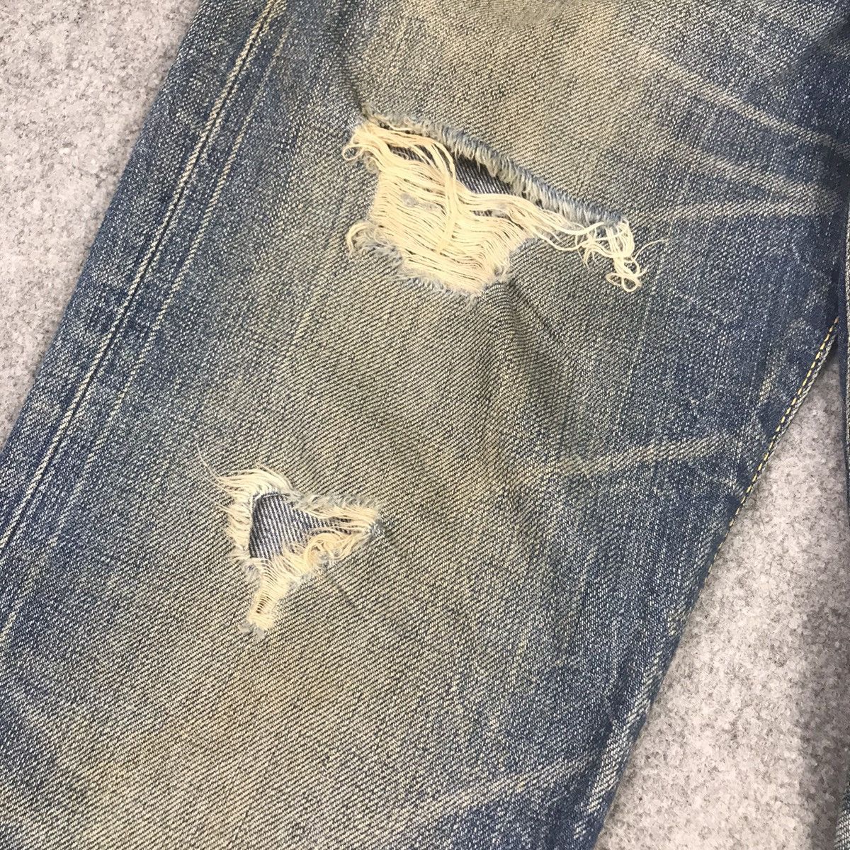 Japanese Brand RIPPED DISTRESSED EDWIN BLUE TRIP DENIM PANTS 145 Size US 28 / EU 44 - 5 Thumbnail