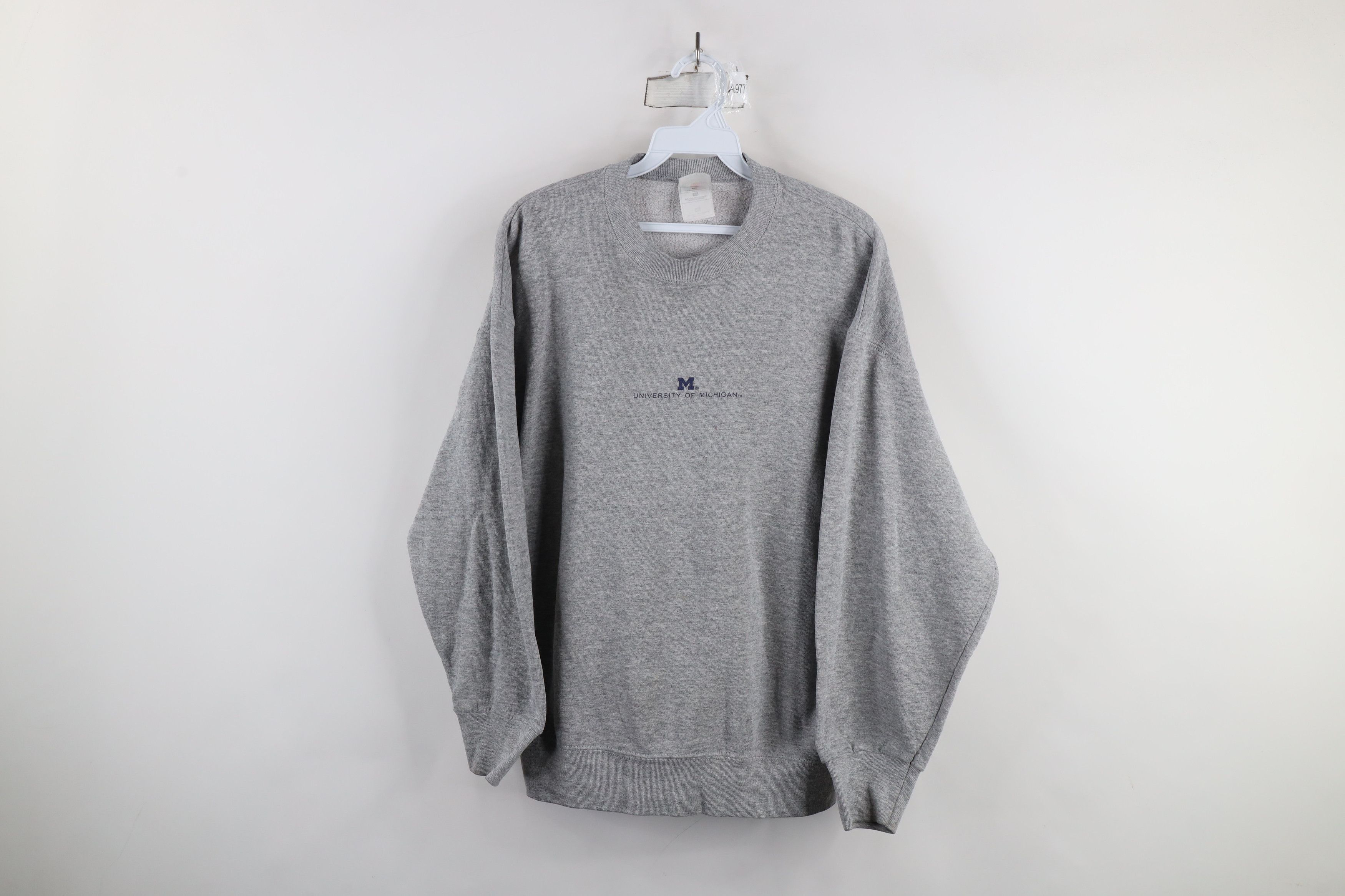 Vintage Vintage 90s Spell Out University of Michigan Sweatshirt Gray Size XL / US 12-14 / IT 48-50 - 1 Thumbnail