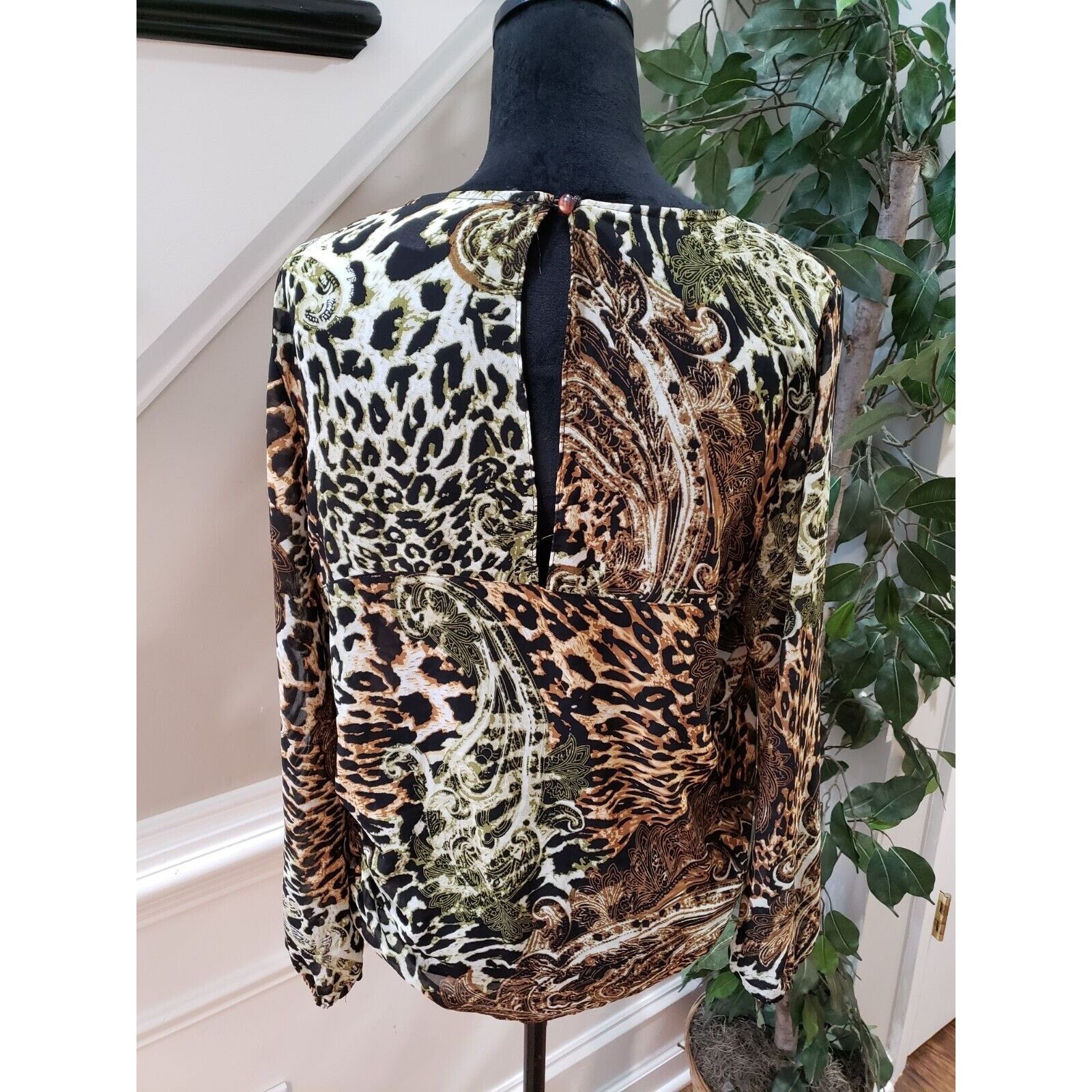 Other Dots Polyester V-Neck Long Sleeve Casual Top Blouse Size L Size L / US 10 / IT 46 - 7 Thumbnail